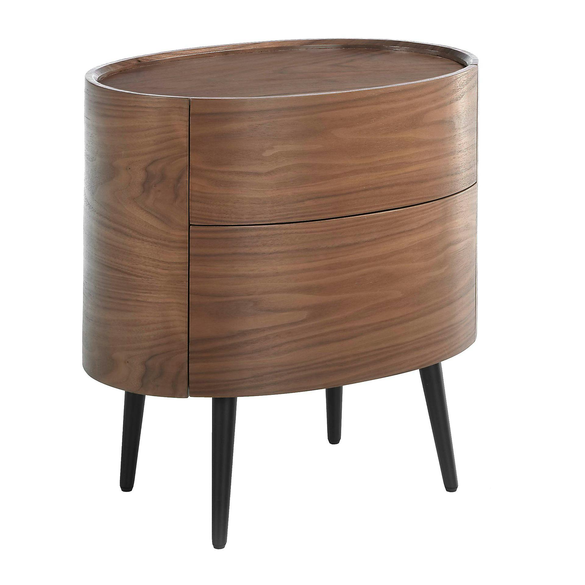 Angel Cerdá Black Bedside Table Walnut And Steel 7074