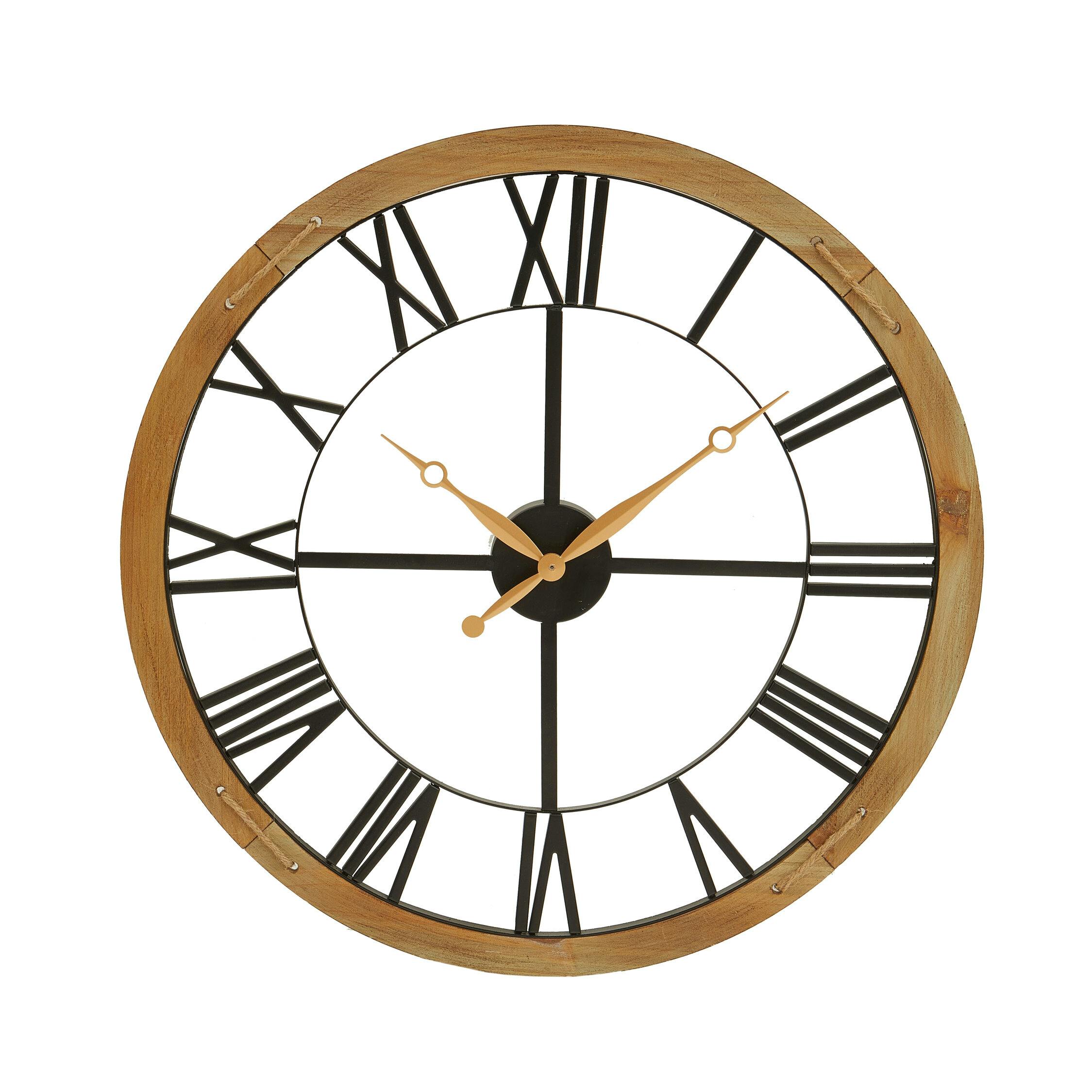Premier Housewares Vitus 60Cm Dia Black Metal Wall Clock With Gold Finish Hands - Image 2