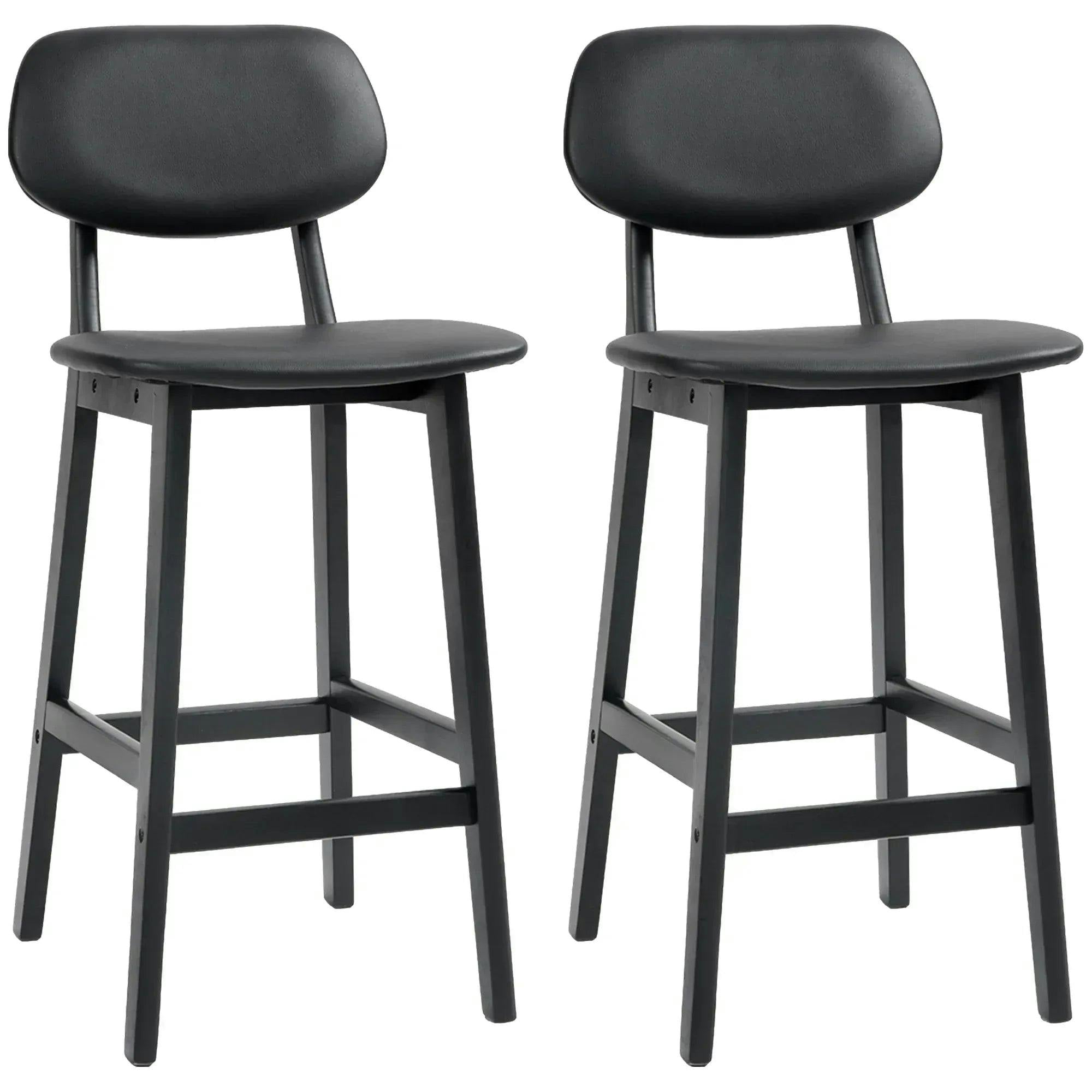 Homcom Bar Stools Faux Leather Black 2Pcs - Image 6