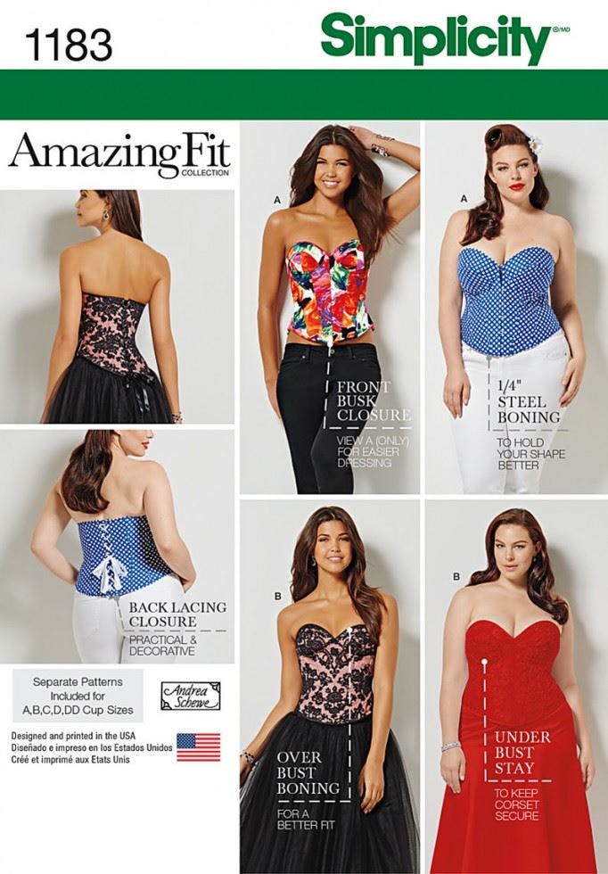 Simplicity Women's Sewing Pattern 1183, Corsets For Aa (10-12-14-16-18) - Intermediate - Bb (20W-28W)