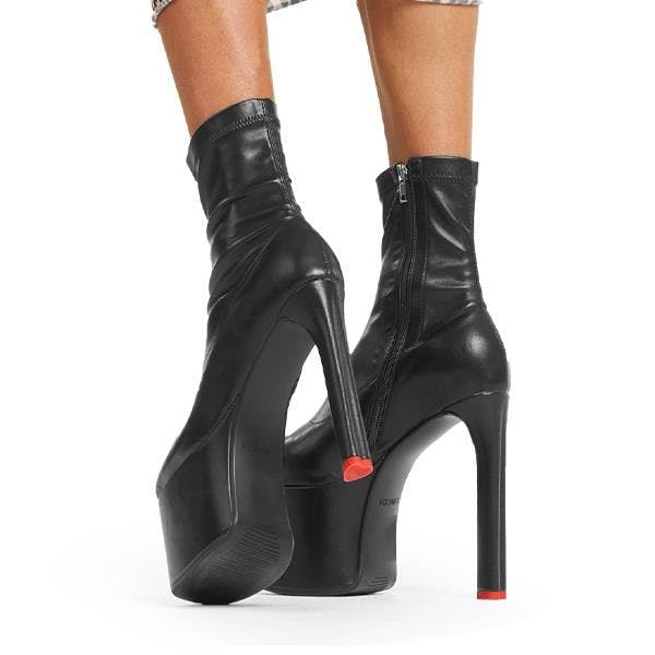 Lamoda Black Join The Club Pu Platform Ankle Boots Bold Statement Fashion - Uk3