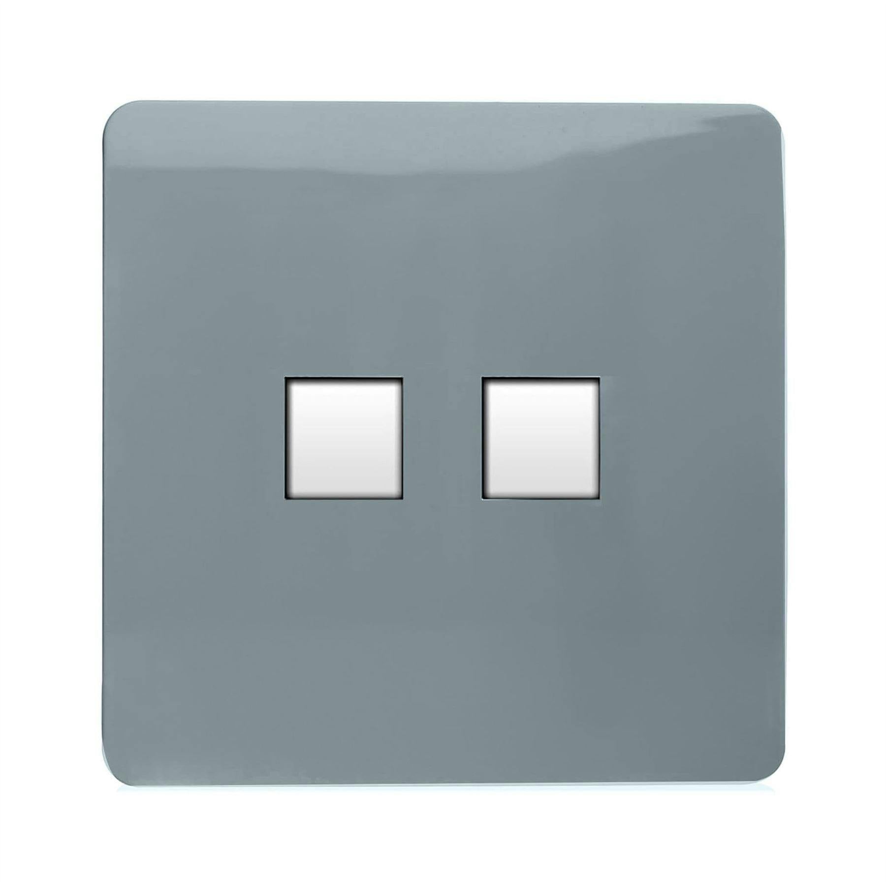 Trendi Switch Trendi Artistic Modern Glossy 2 Gang Tactile Rj45 Cat 5E&Cat 6 Pc Ethernet Socket Cool Grey - Image 6