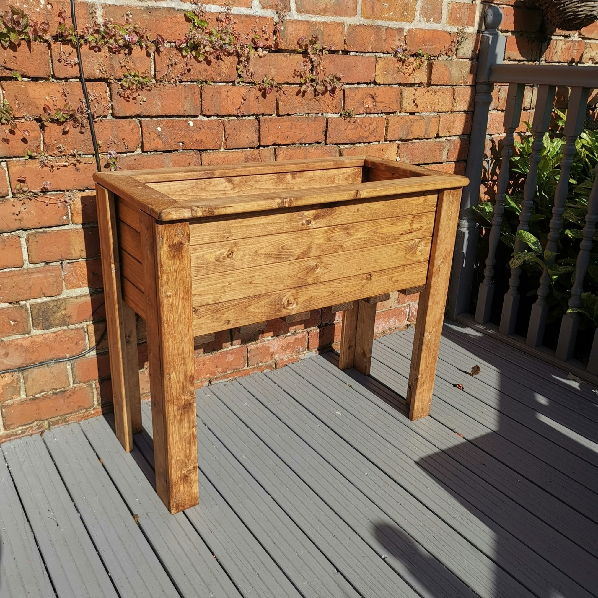 Rackhams Hand Made Rustic Wooden Medium Raised Garden Trough / Flower Bed Planter