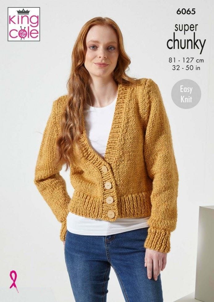 King Cole Super Chunky Knitting Pattern - 6065 Ladies Cardigans - Image 3