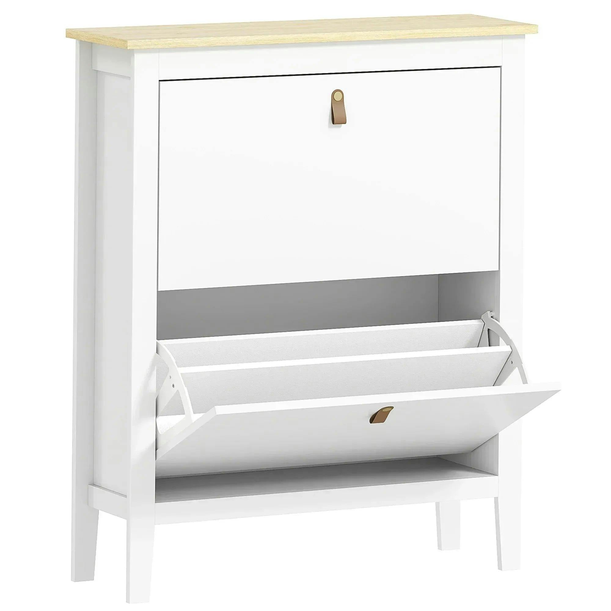 B&Q - 2 Drawer Shoe Cabinet With Flip Doors For HallwayEntrywayWhite - Image 6