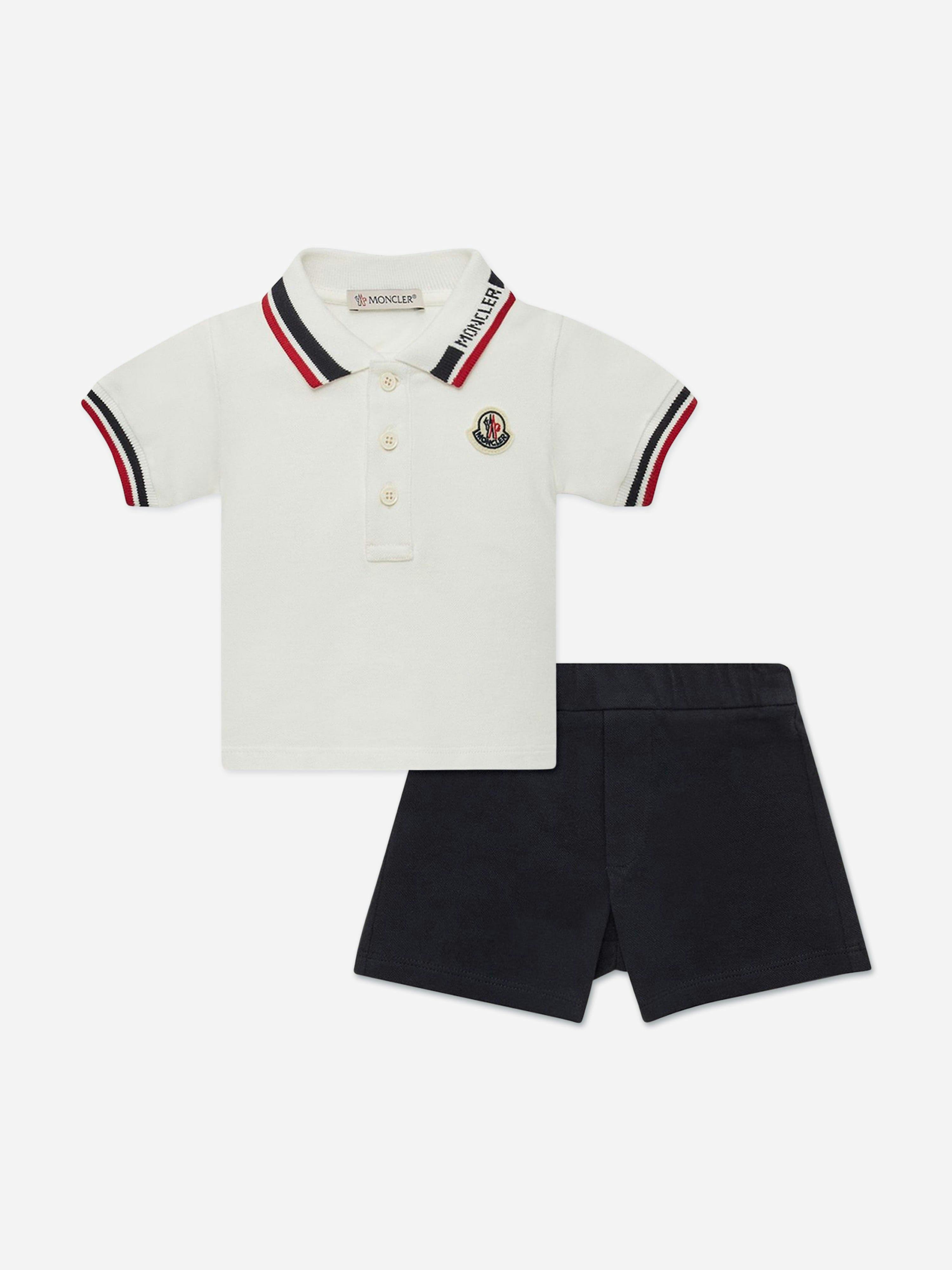 Moncler Enfant Men's White Baby Boys Polo Shirt And Shorts Set In - 18 - 24 Mths