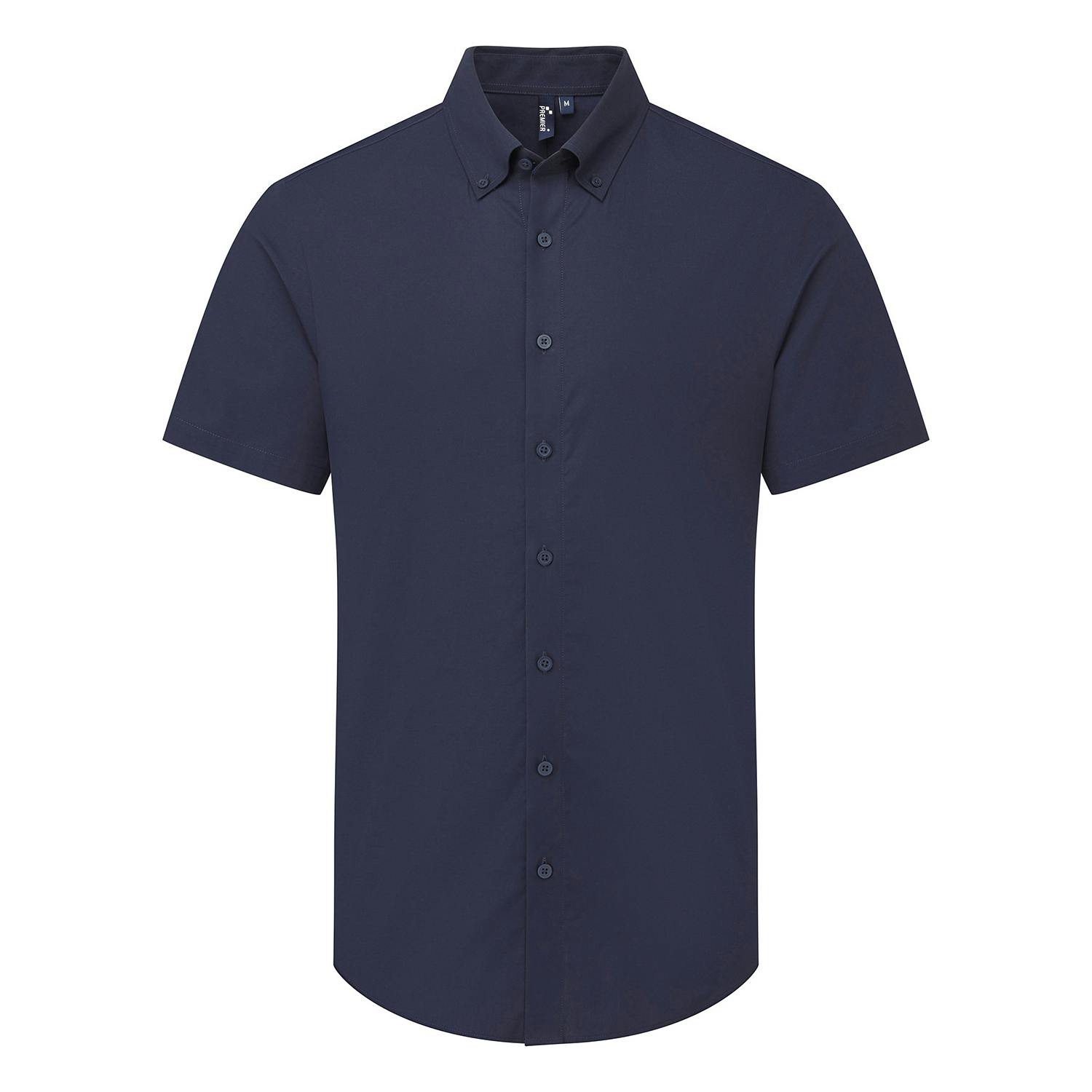 Premier (S, Navy) Mens Supreme Oxford Short-Sleeved Formal Shirt - Image 2