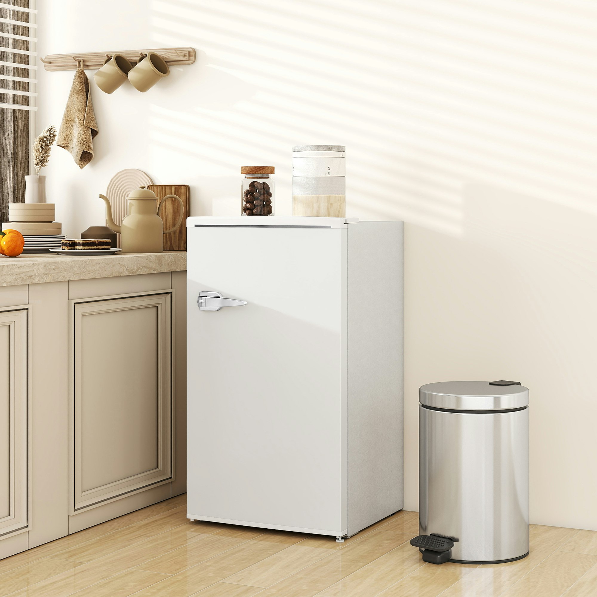 Homcom Black/White 85L Freestanding Under Counter Fridge With Chiller Box,