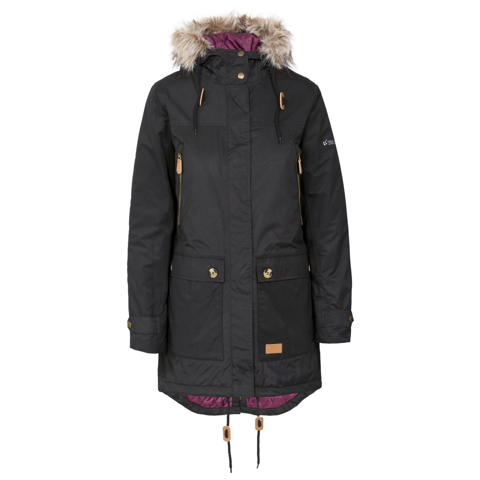Trespass Women's Black Clea Waterproof Parka - Xxs - 100% Polyester