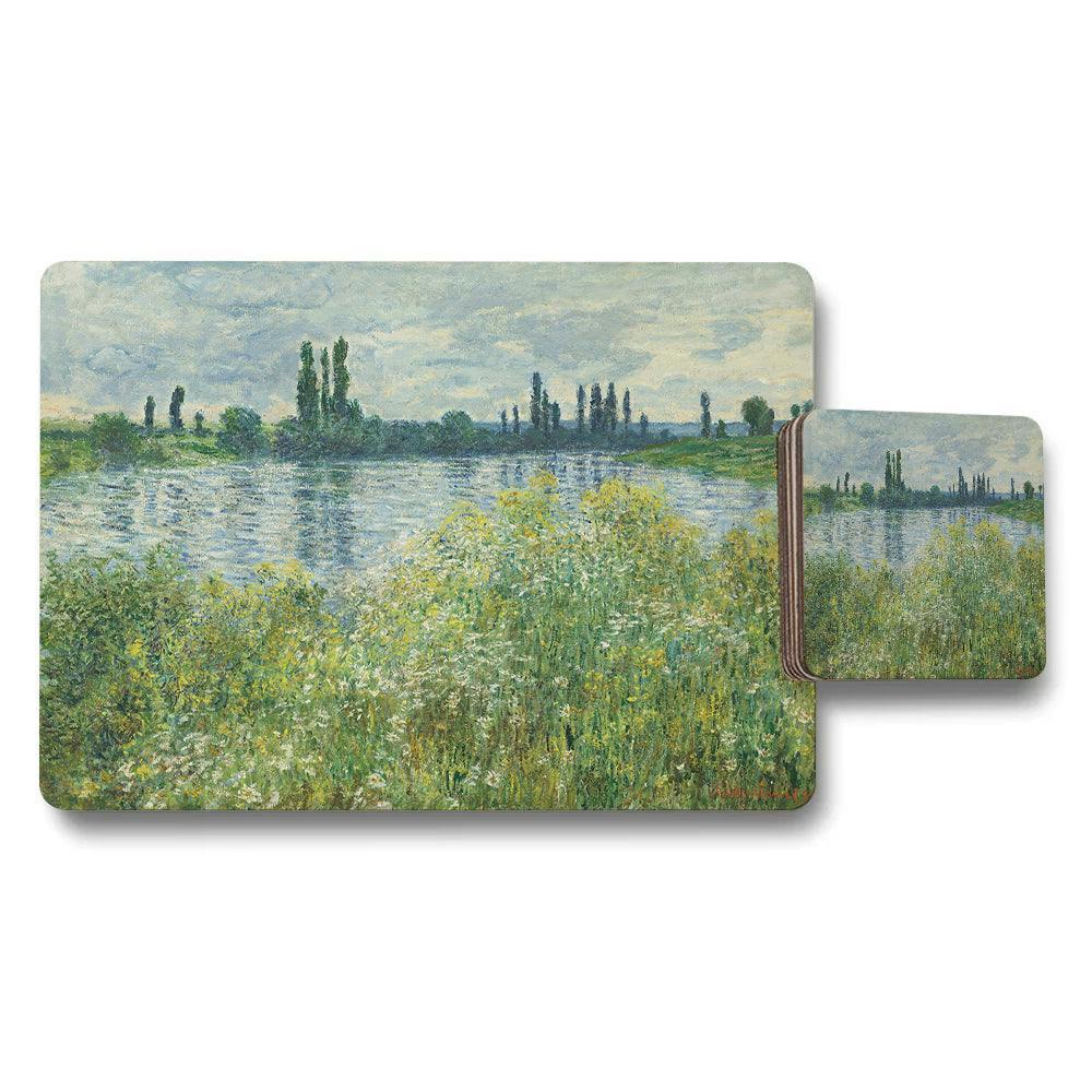 Benjamin Tate Design Light Impressionist Lake Landscape Placemat And Coaster Set