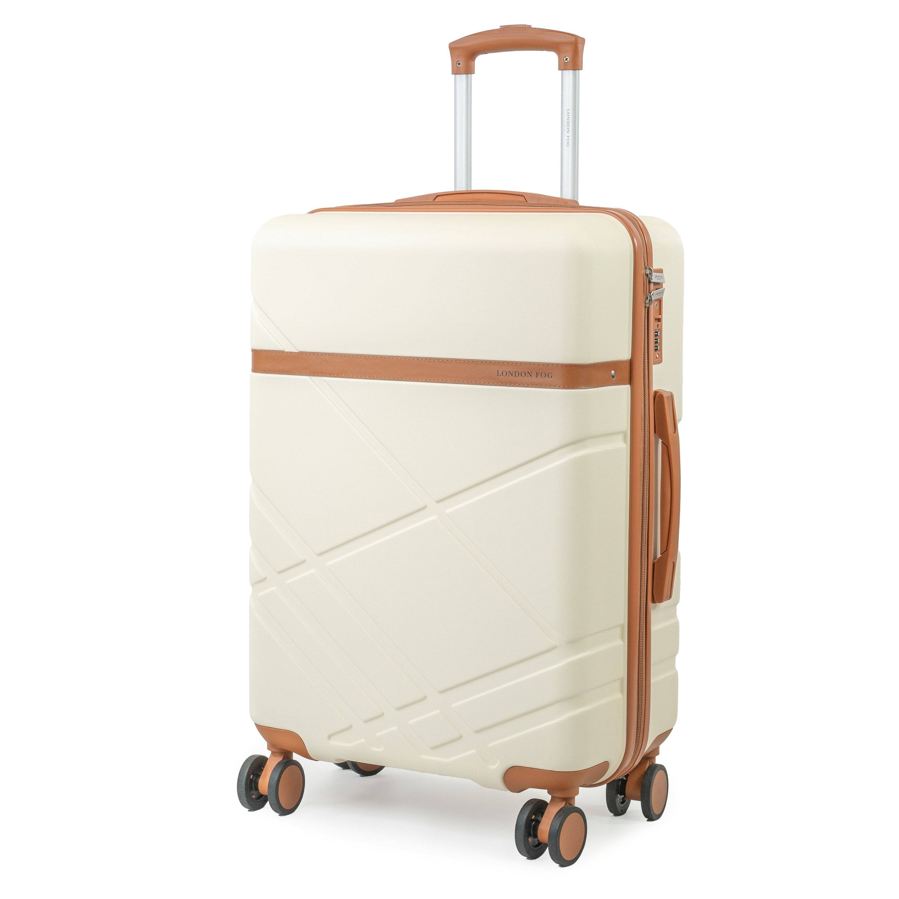 London Fog Cream The Elegant Eton Hardshell Wheeled Matching Luggage Suitcase Tsa Locks - Medium - Abs