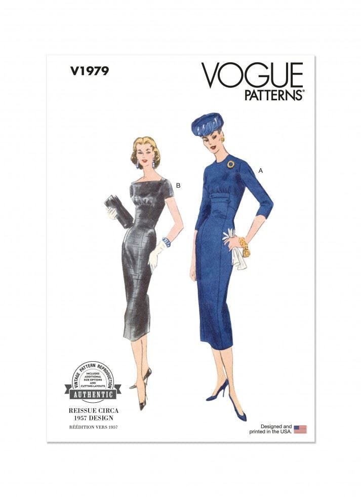 Vogue Women's Sewing Pattern 1979, Dresses, Vintage Style For B5 (8-10-12-14-16) - Easy - Y5 (18-20-22-24-26)