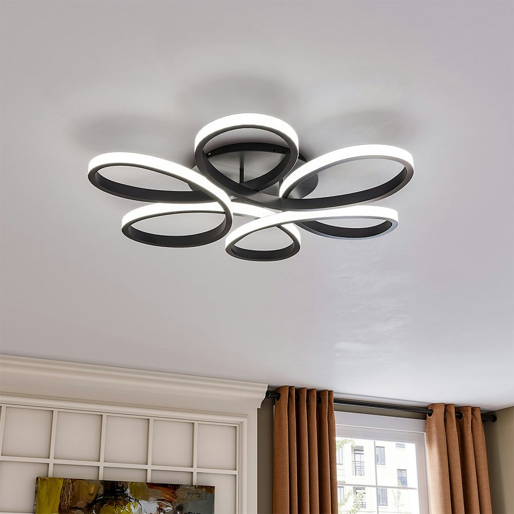 Rackhams Black/White/Light Frame Modern Dimmable/ Led Chandelier Ceiling - Dimmable - 74 Cm
