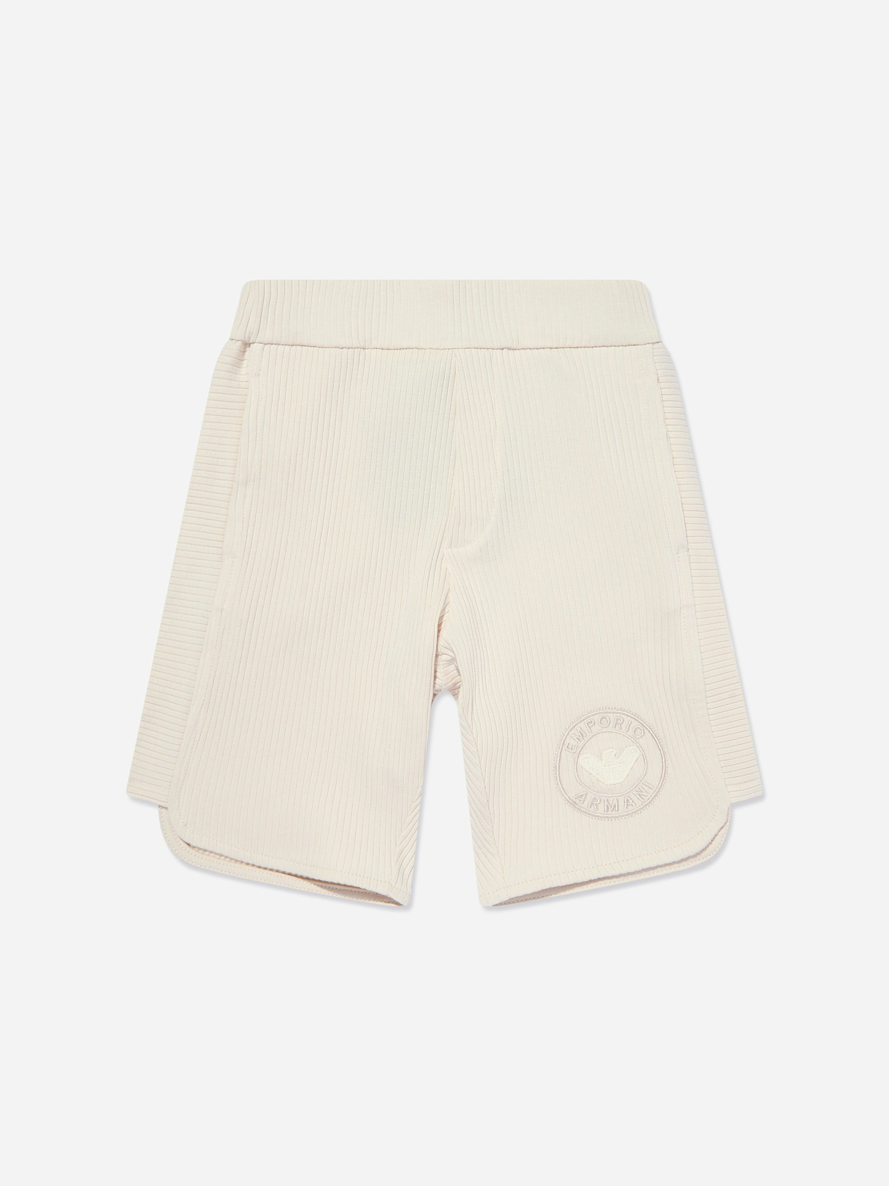 Emporio Armani Boys Beige Logo Shorts In - 4 Yrs