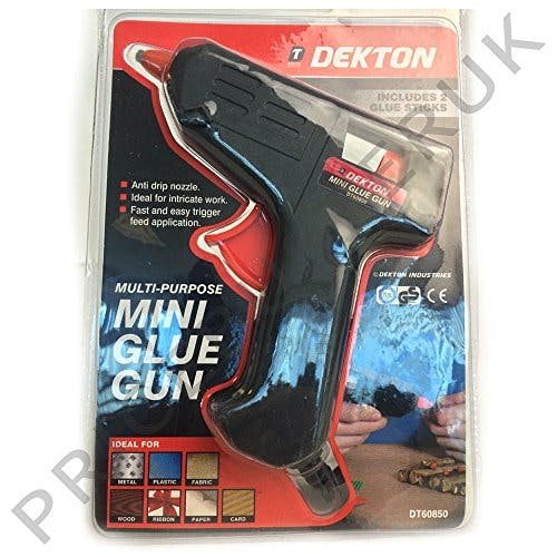 Kav Black/Red Dekton 10W Mini Glue Gun | Anti-Drip Nozzle | Ideal For Intricate Work | Fast And Easy Trigger Feed Application | Includes 2 Glue Sticks | 10W Power