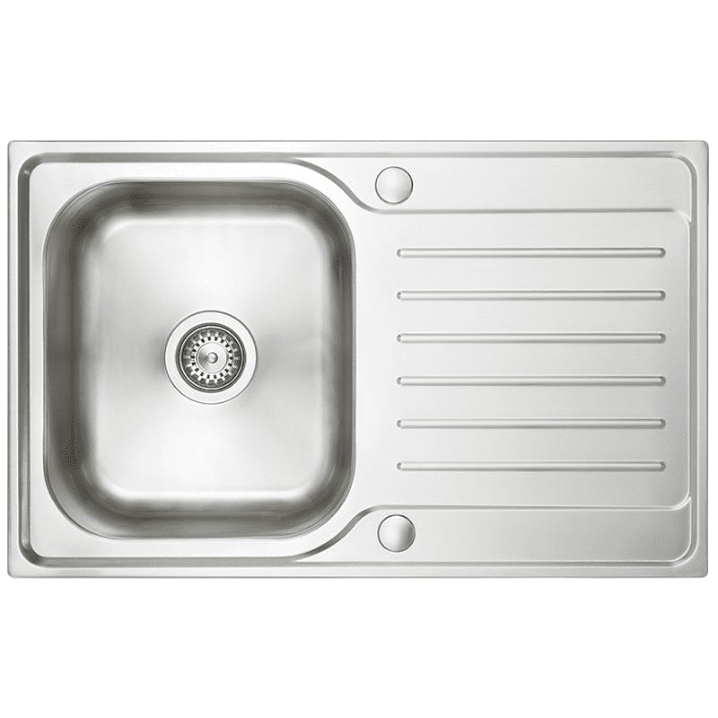 Rackhams Verona Stainless Steel Inset Reversible Single Bowl Kitchen Sink With Drainer, Lifetime Guarantee, Fast Delivery