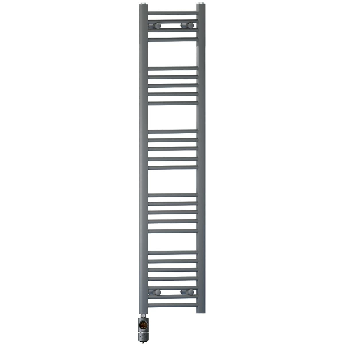 Myhomeware Anthracite/Grey 300 X 1400 Mm Electric Bathroom Towel Rail Radiator Heater With Af Thermostatic Electric Element Pre-Filled