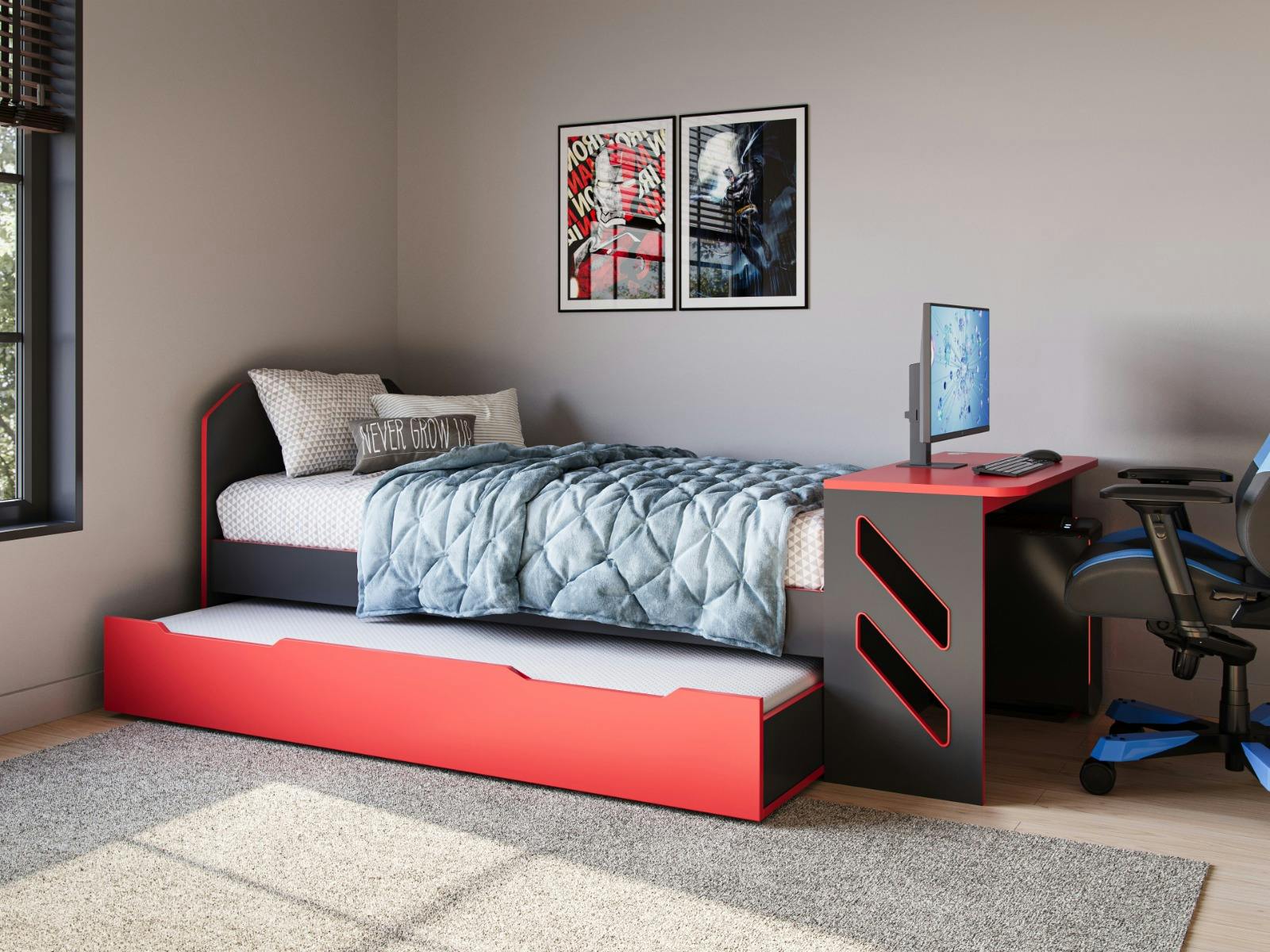Recoil - Portal Gaming Bed - Single - Black and Red - Image 3