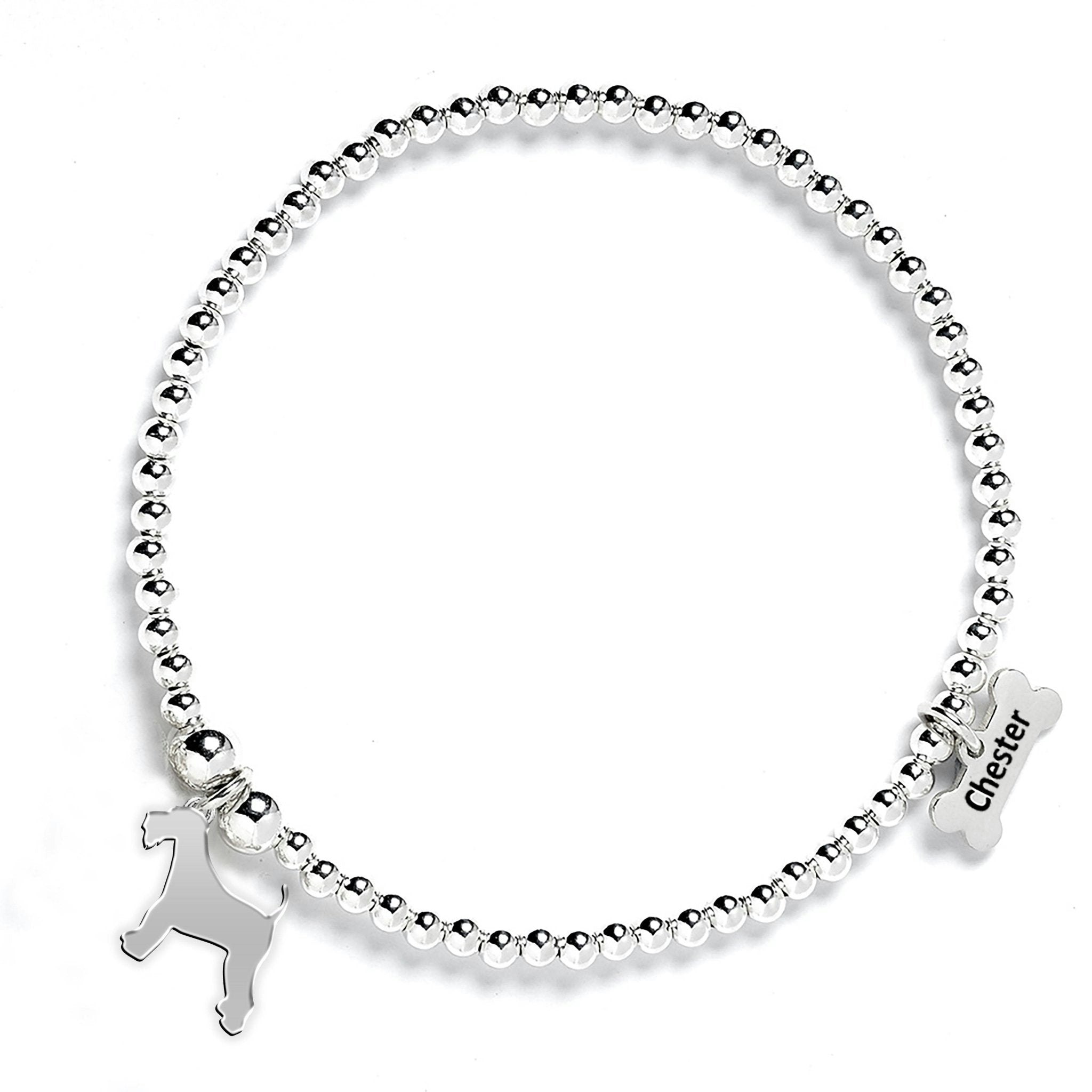 Mylee London Silver Airedale Terrier Silhouette Ball Bracelet - Personalised - Yes