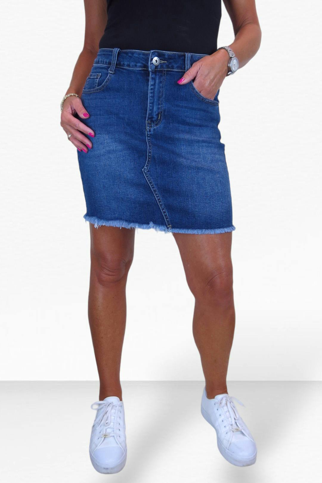 Paulo Due Women's Indigo Distressed Denim Mini Skirt - 8