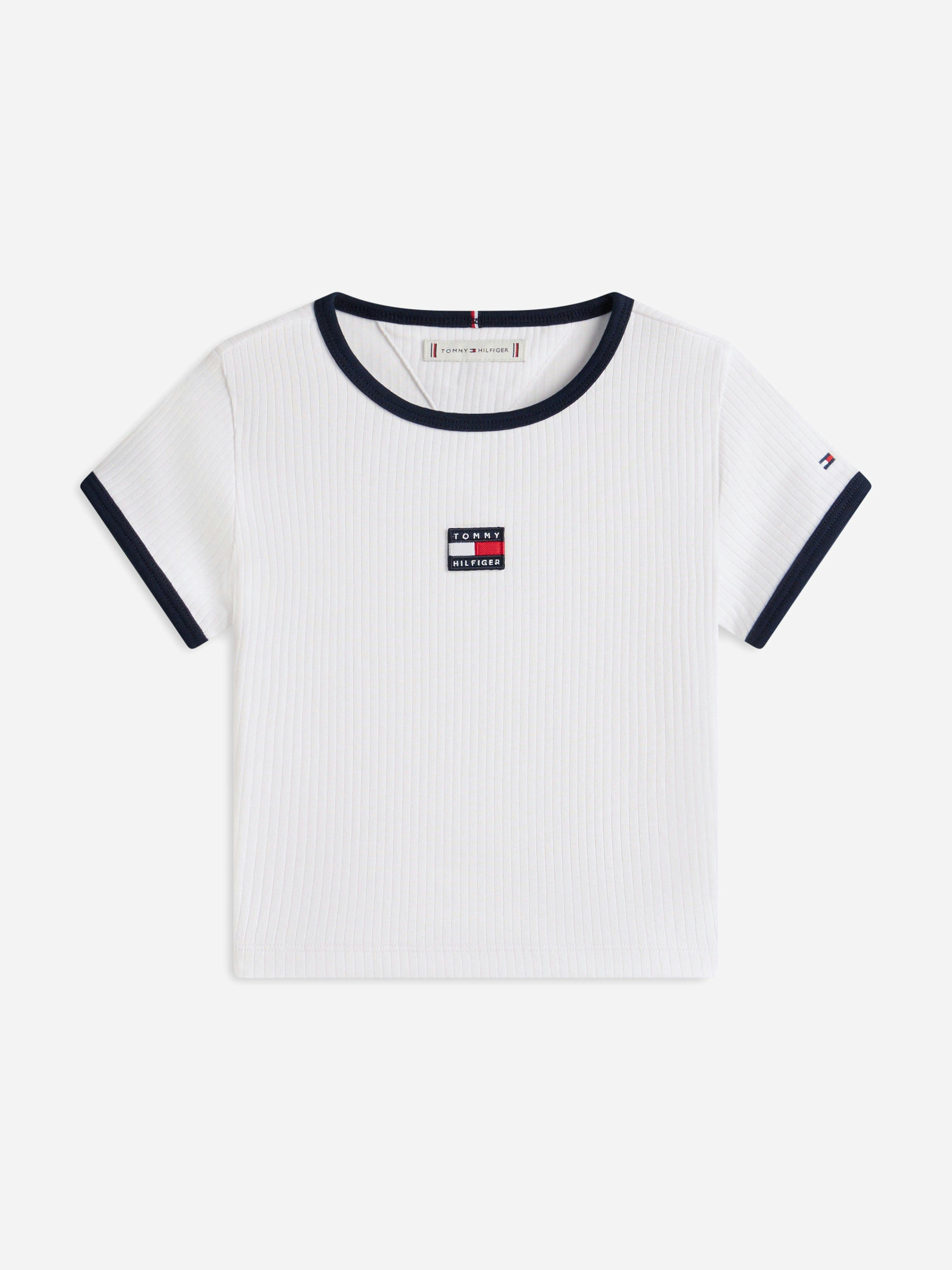 Tommy Hilfiger Girls White Heritage Flag Top In - 8 Yrs