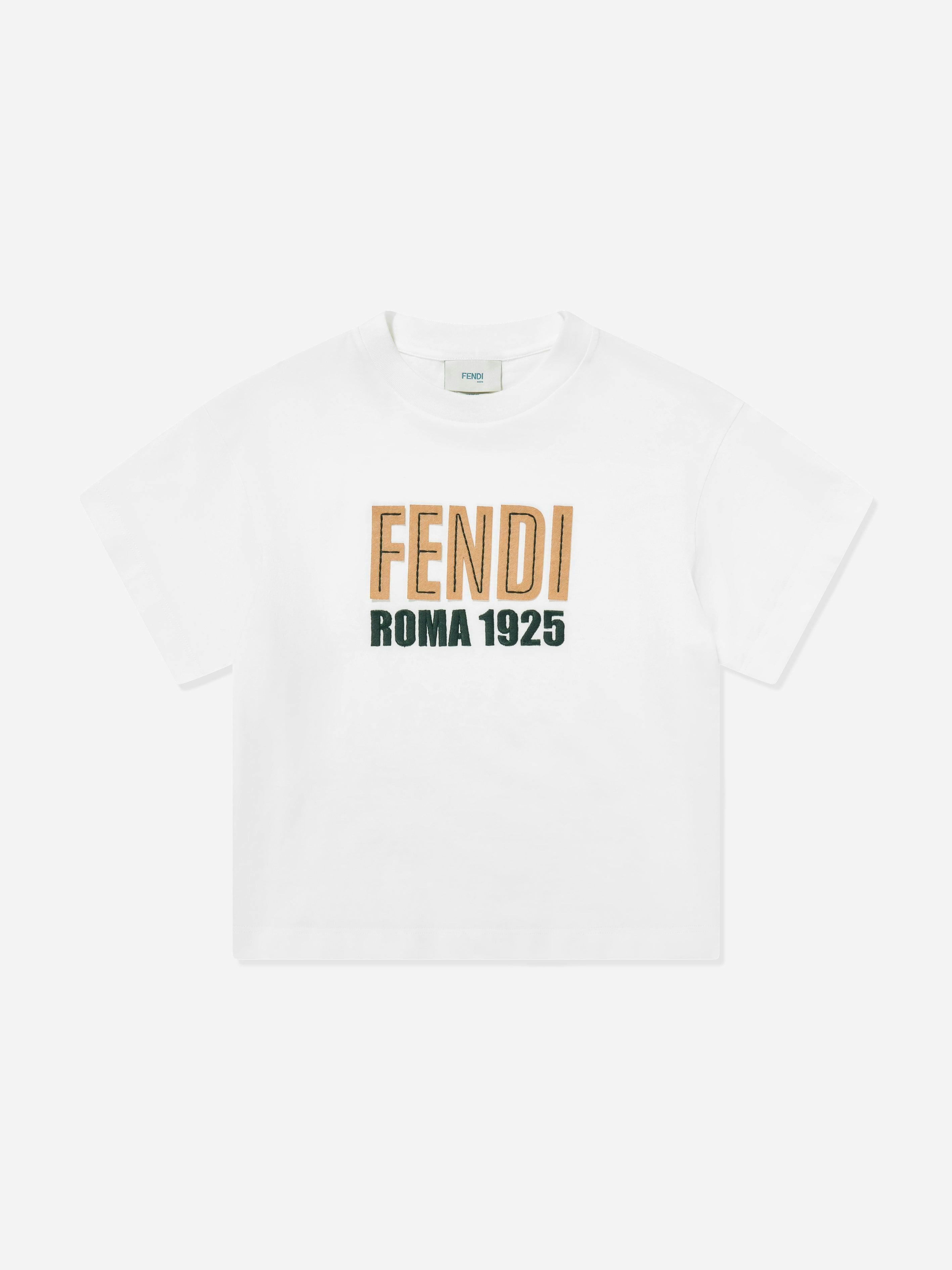 Fendi Kids Unisex Kids White Logo T-Shirt In - 8 Yrs
