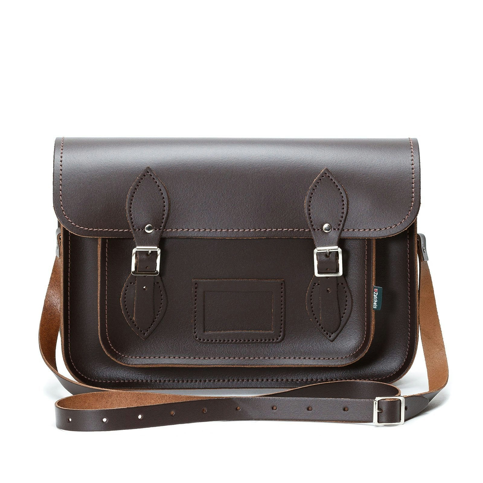 Zatchels Dark/Brown Handmade Leather Satchel - 11.5"