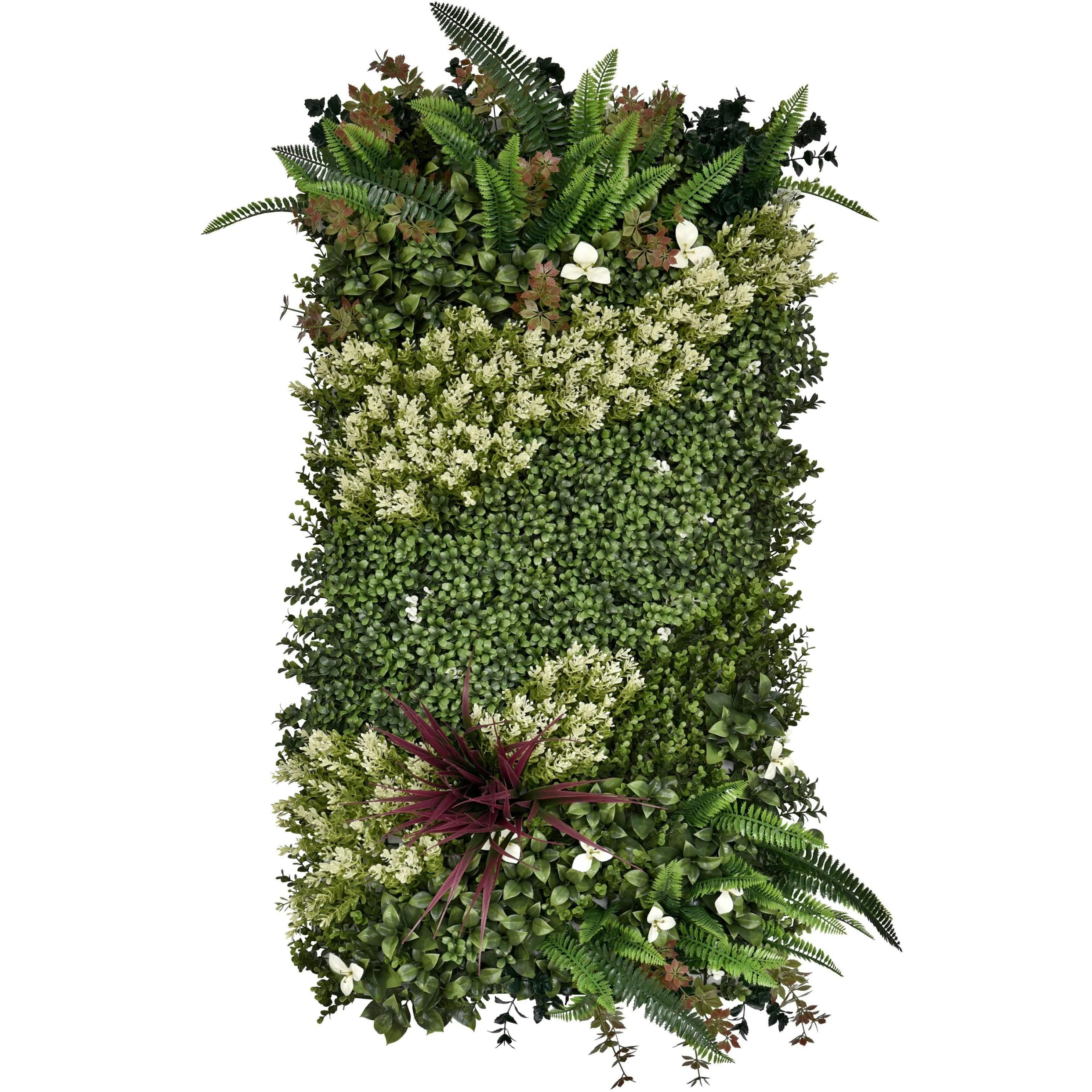 Rackhams Green/White Premium Artificial Plants Wall Panel 1M X 50Cm - Blossom