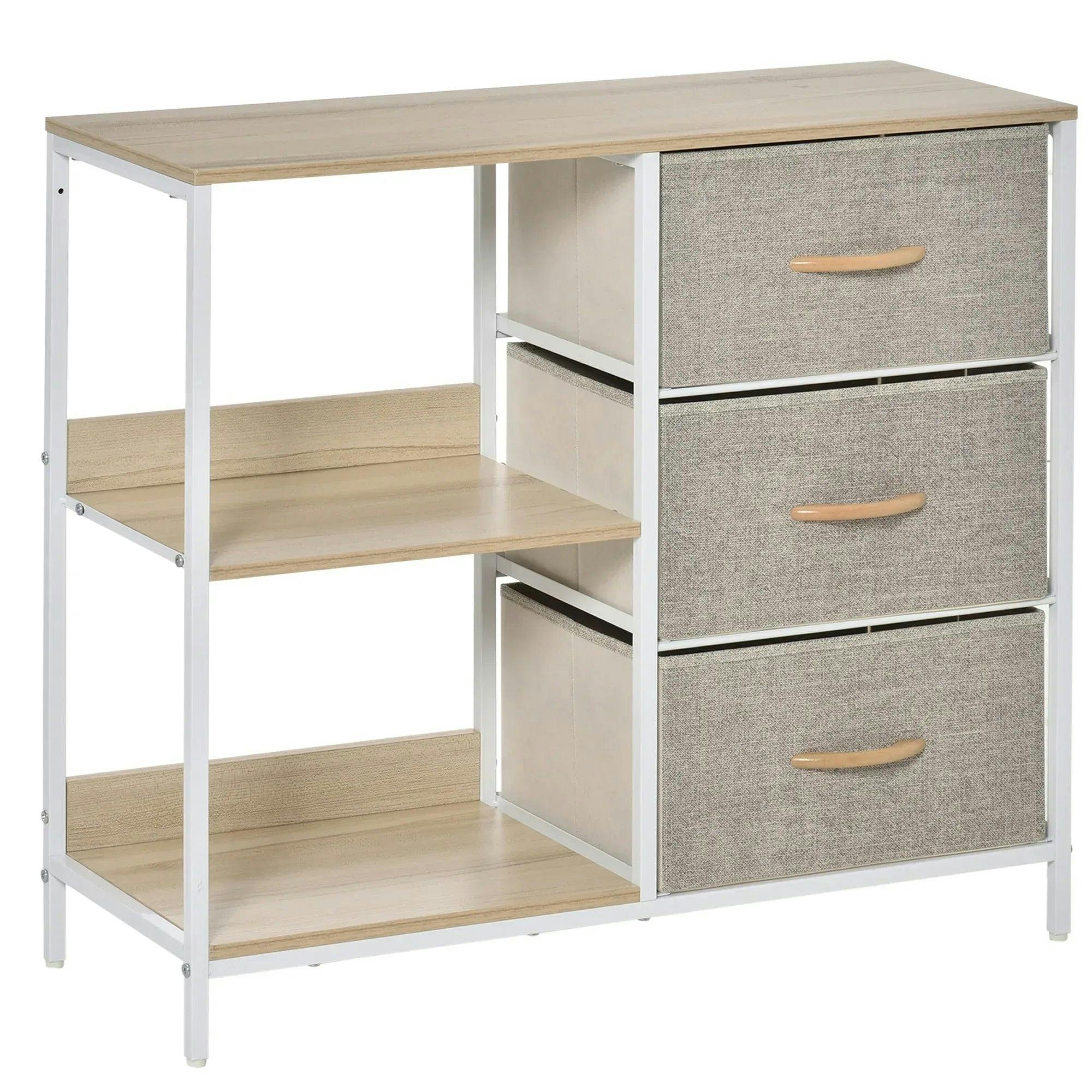 Homcom Chest Dresser Tower With 3 Drawers Storage Cabinet Organizer, Beige - Image 5