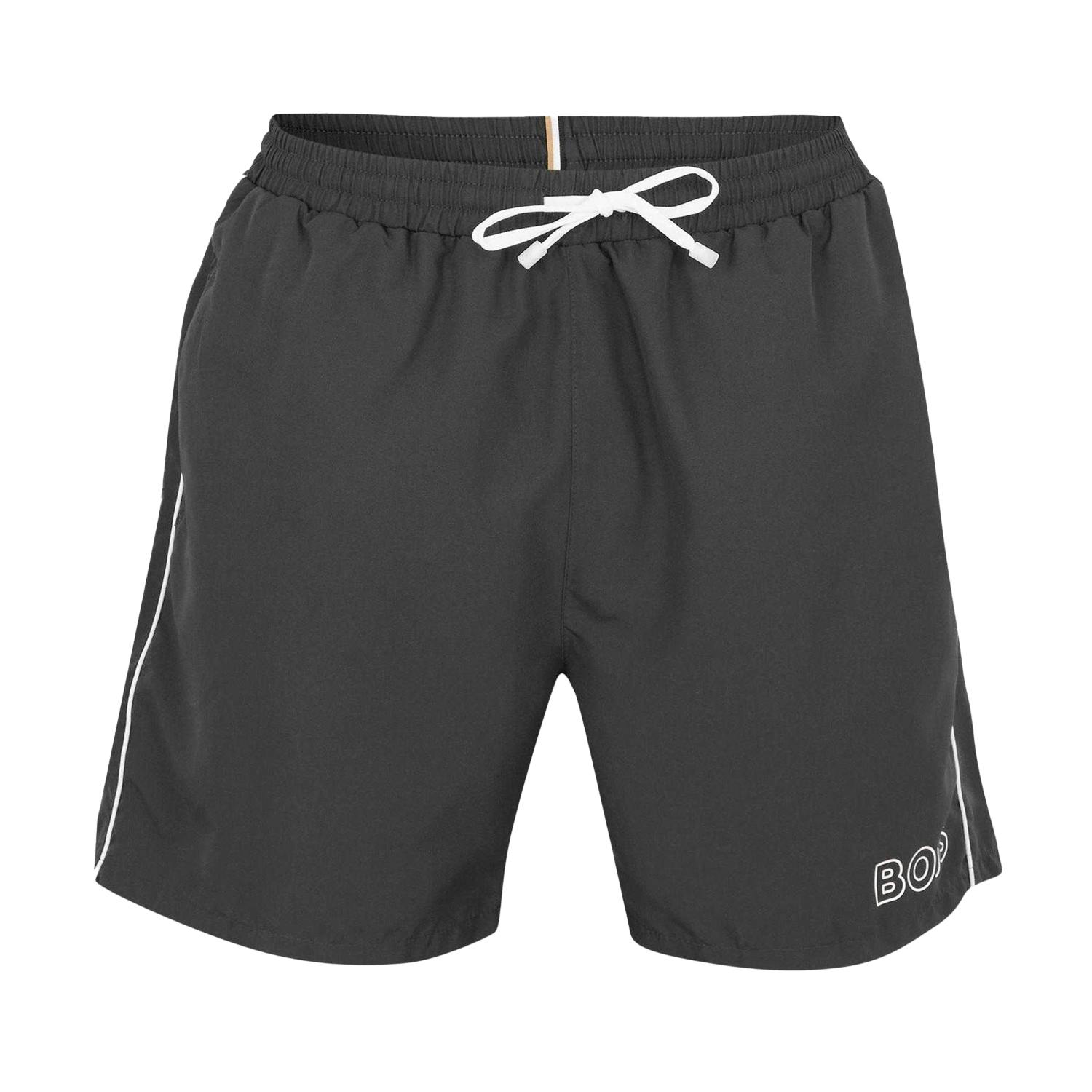 Boss Men's Black Side Stripe Swim Shorts - M - 100% Mixed
