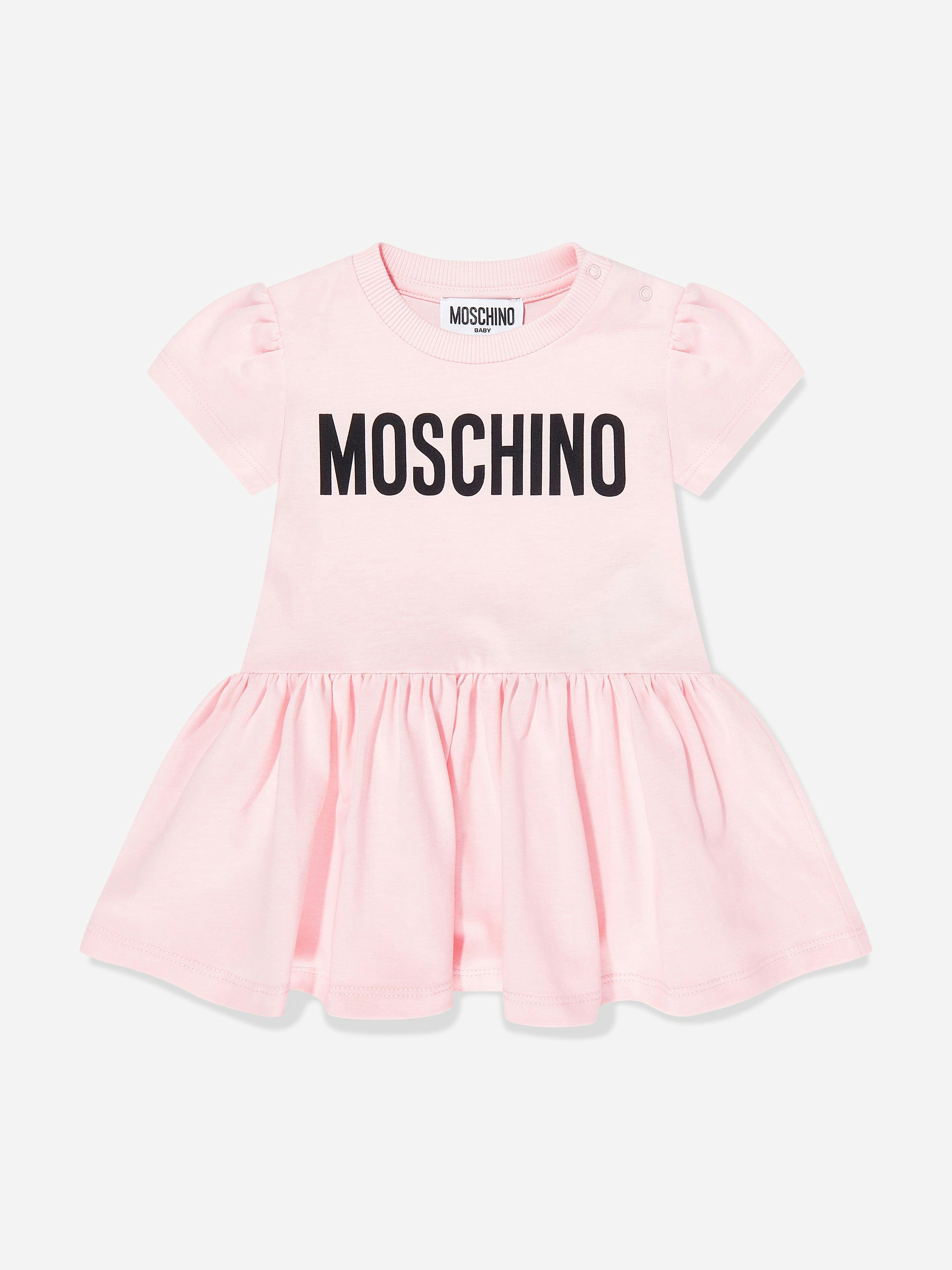 Moschino Kids Girls Pink Moschino Baby Logo Dress In - 2 Yrs