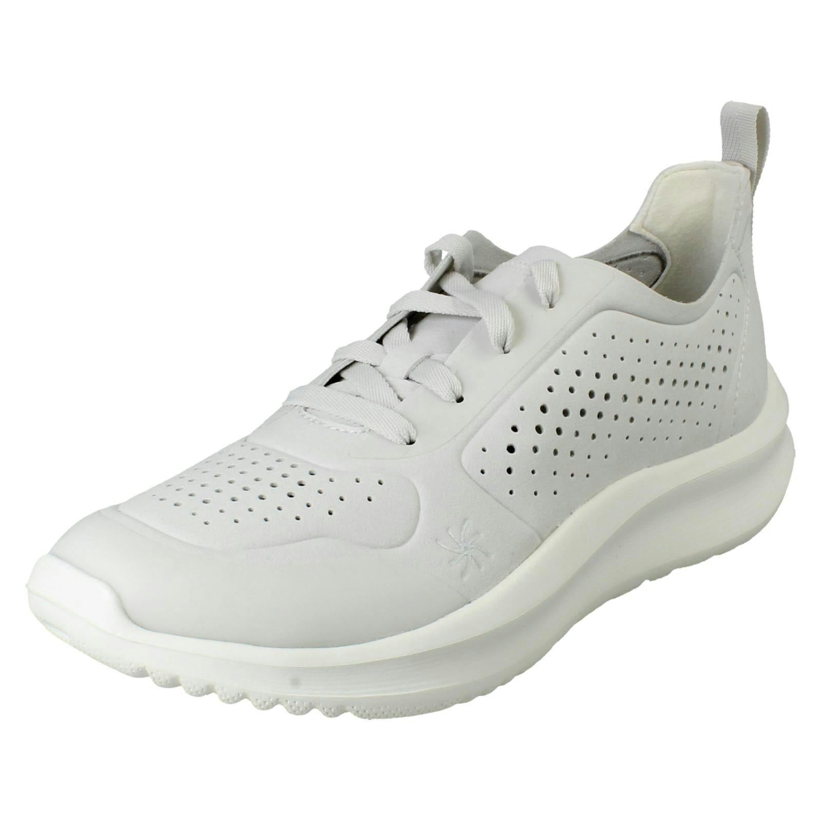 Clarks Women's White Cloudsteppers Platform Trainers - Solevana Tie - Off - Uk 4.5