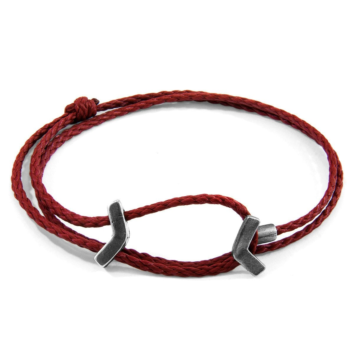 Anchor & Crew Burgundy/Red/Silver William And Rope Skinny Bracelet