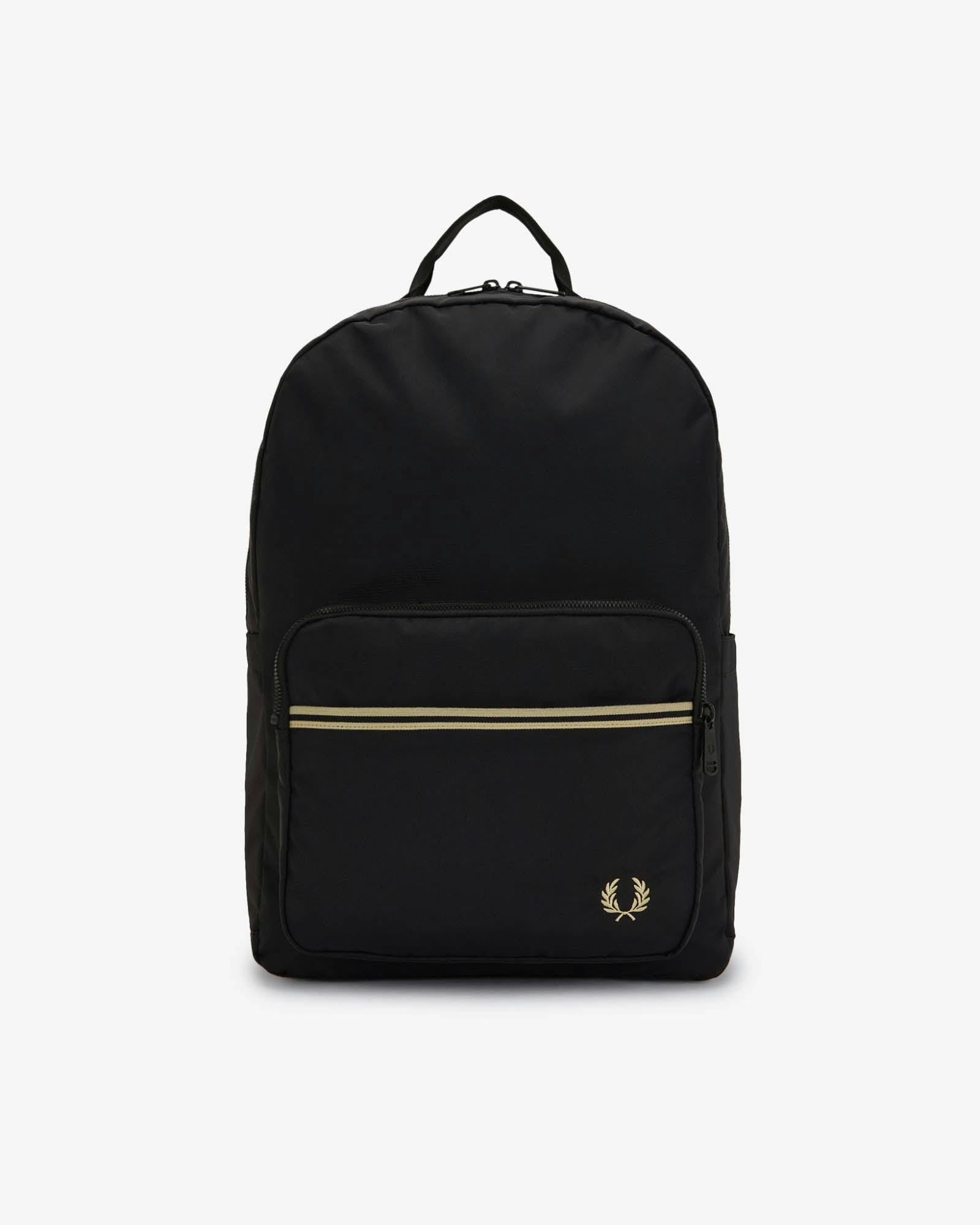 Fred Perry Men's Black Tipped Tape Backpack - 102 - 102 - One Size