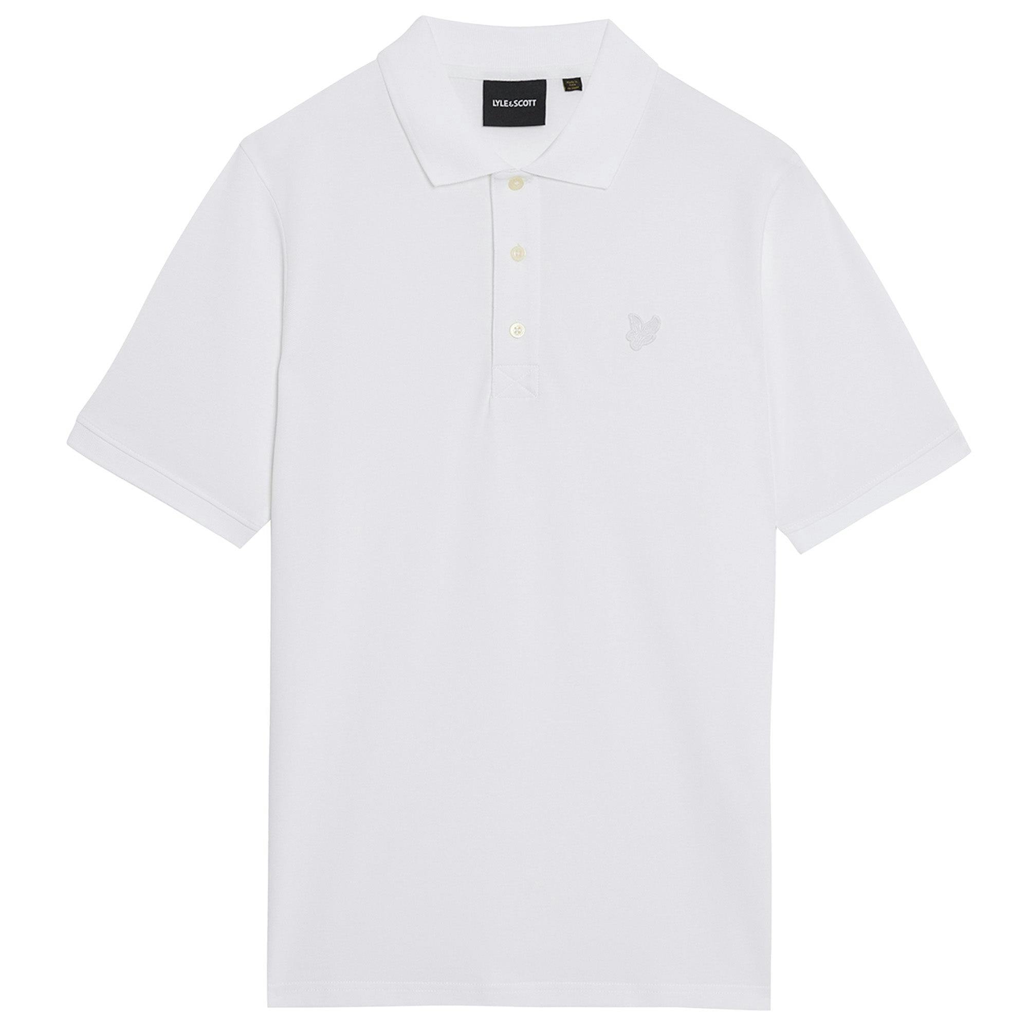 Lyle & Scott White Tonal Superfine Polo Shirt - XX-Large