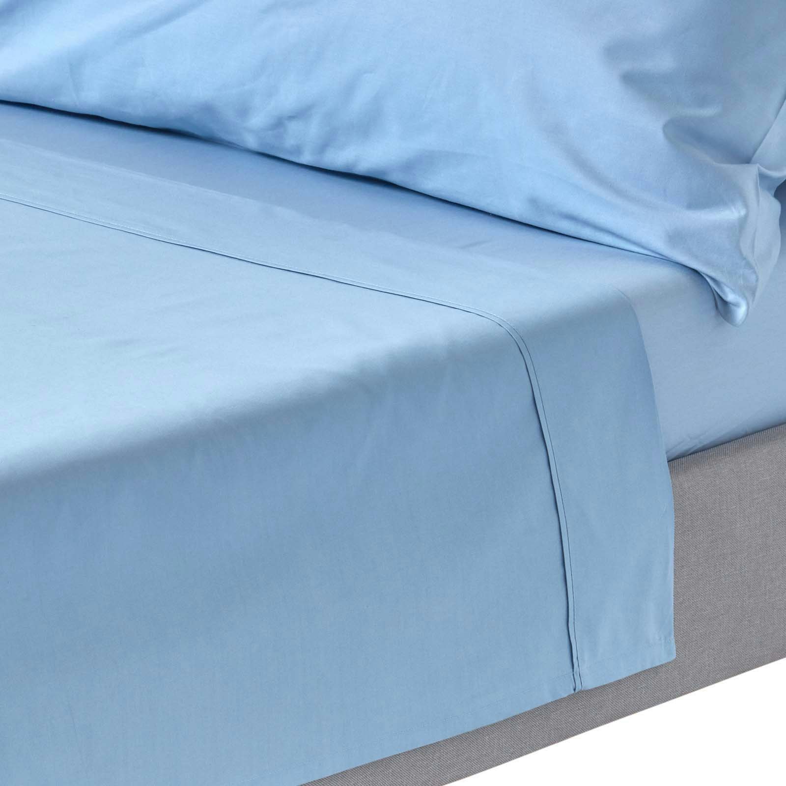 Rackhams Blue Crisp & Cool 200 Tc Egyptian Cotton Percale Flat Sheet - Super King