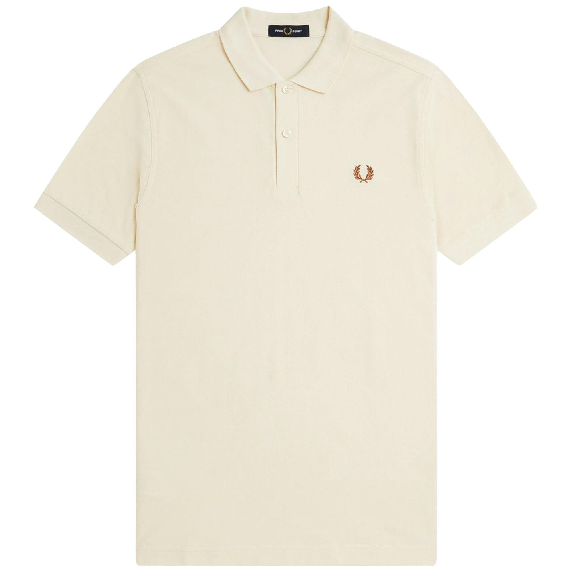 Fred Perry Plain Slim Fit Polo Shirt - Ecru/Marmalade - XX-Large