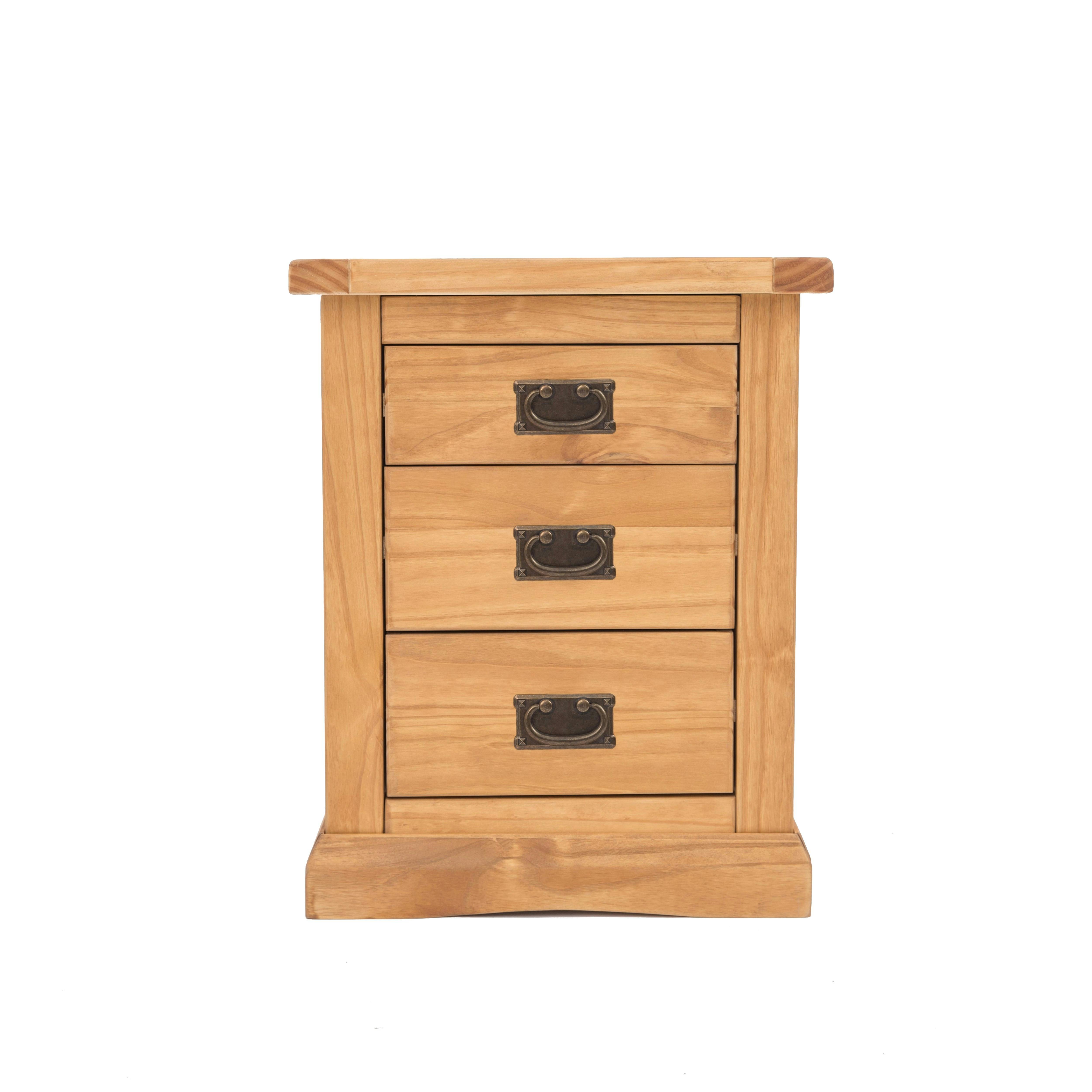 Rackhams Light/Brown Lucca 3 Drawer Bedside Table
