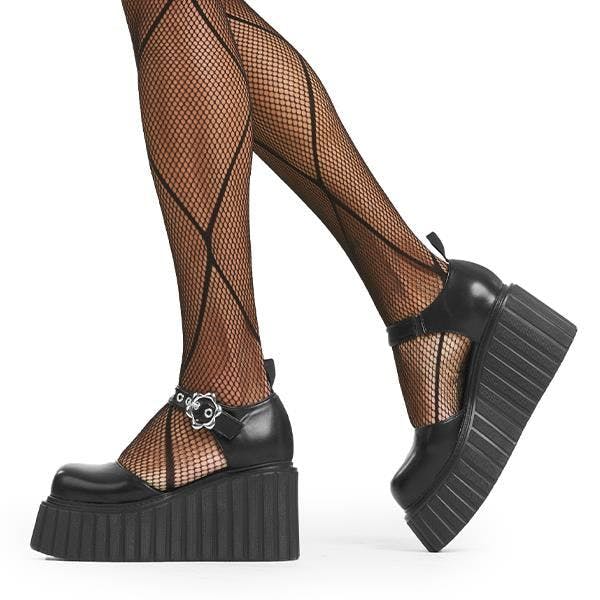 Lamoda Black Spring Sunshine Chunky Platform Creeper Shoes Comfortable - Uk4