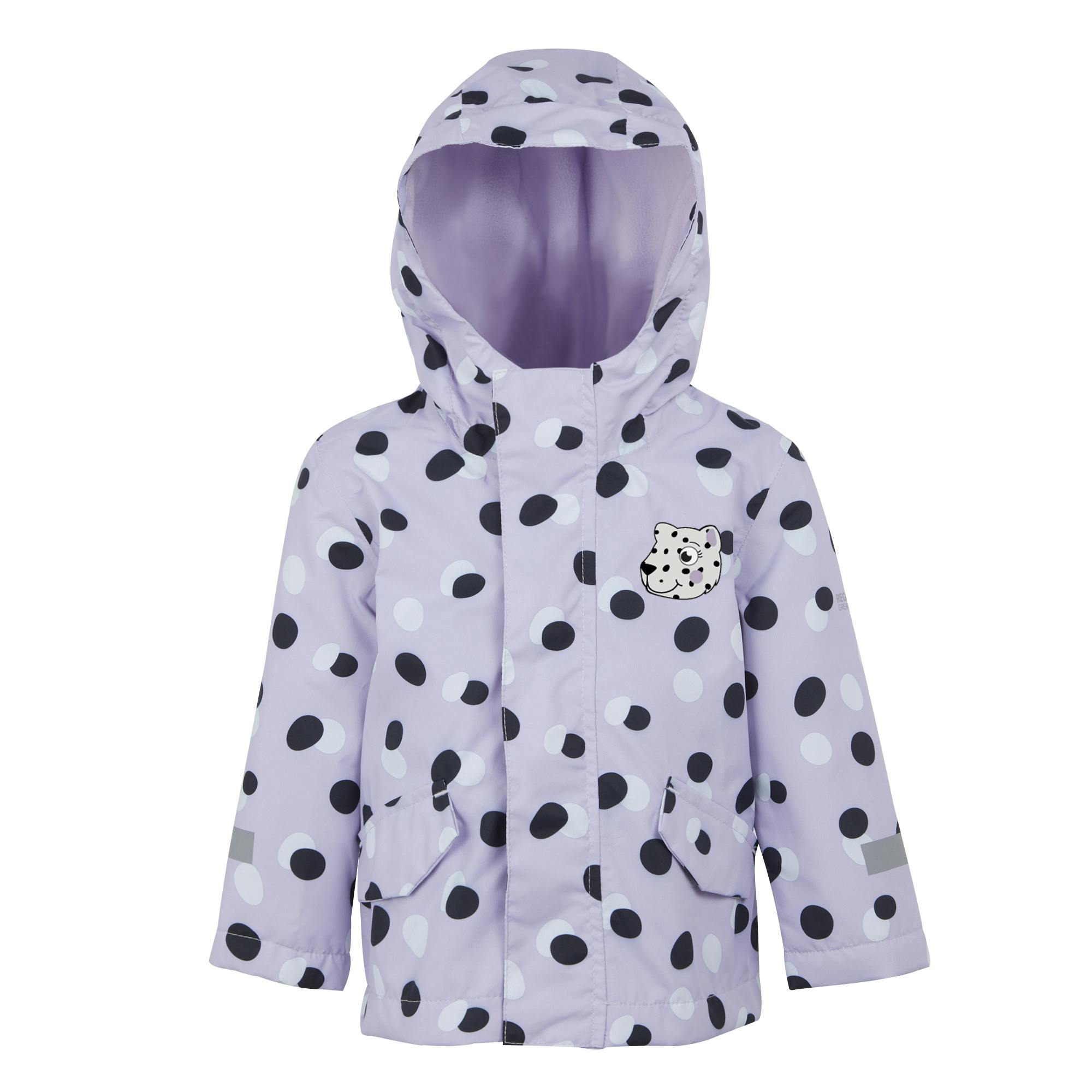 Regatta Lilac Childrens/Kids Shyla The Leopard Waterproof Jacket - Frost - 6-12 Months - Frost - 100% Polyester