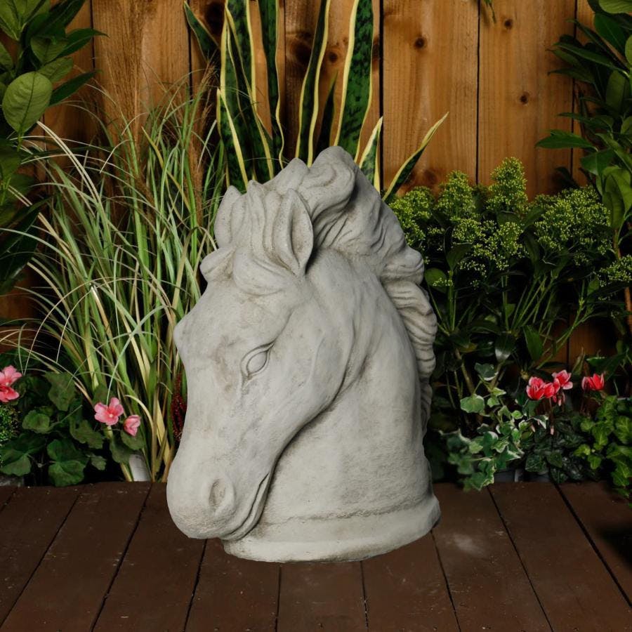 Rackhams Large Stone Cast Stallion Horse Head Garden Statue