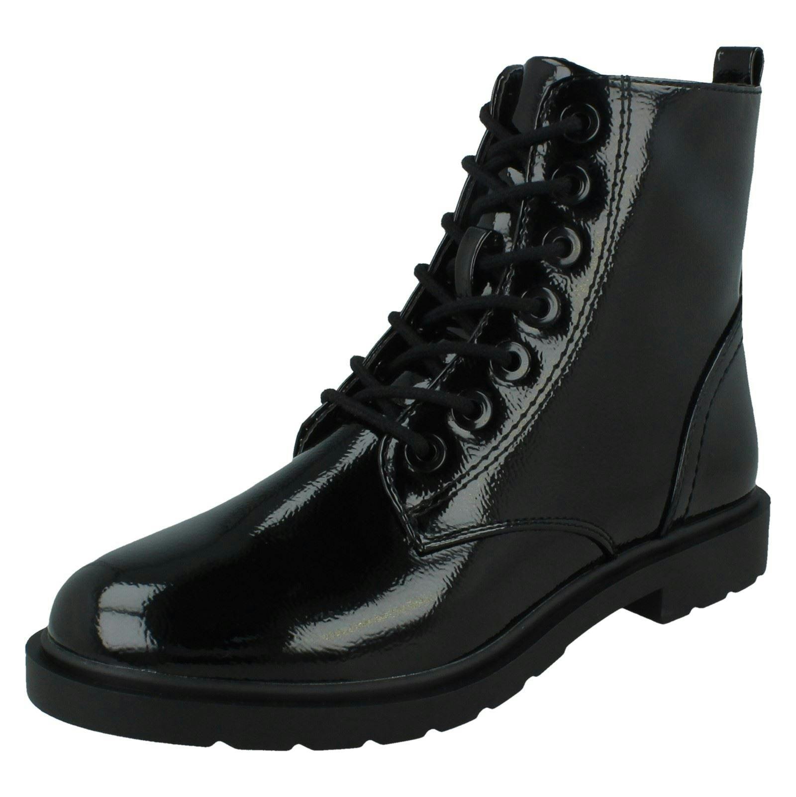 Spot On Women's Black Casual Ankle Boots - Crinkle - Uk 3