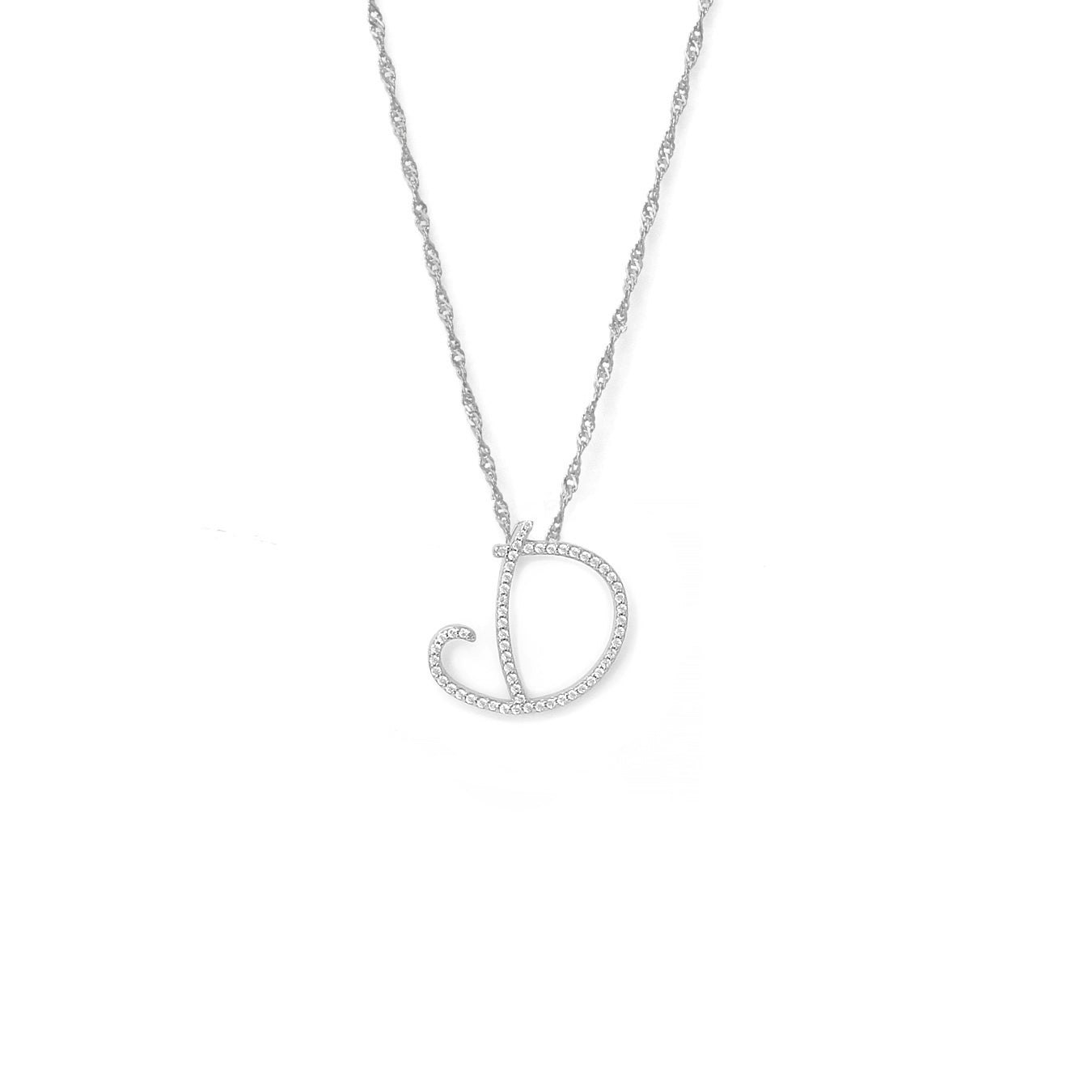 Say It With Silver Luxe Cz Initial Necklace - Sterling - D