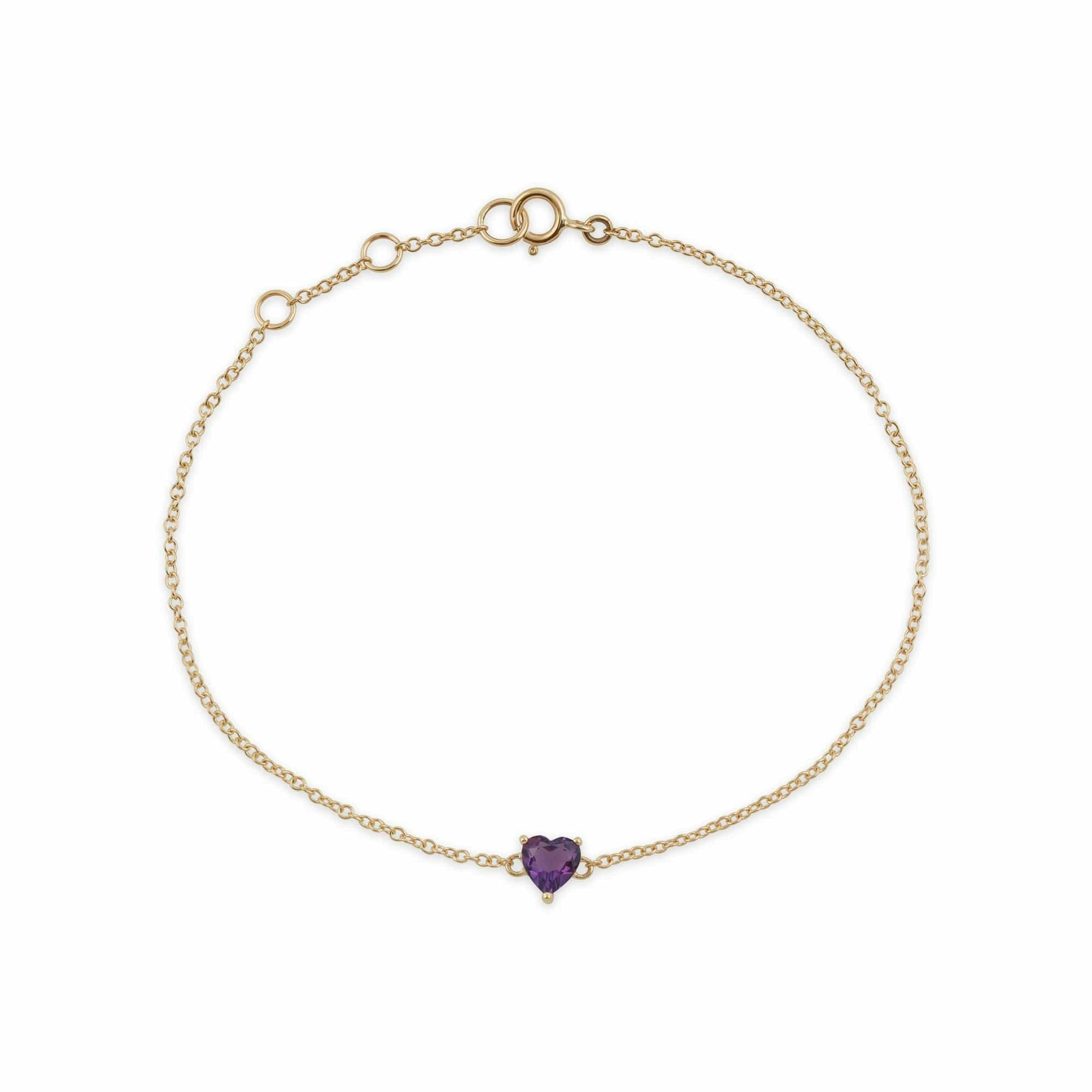 Gemondo Yellow/Gold Petite Heart Amethyst Bracelet In 9Ct
