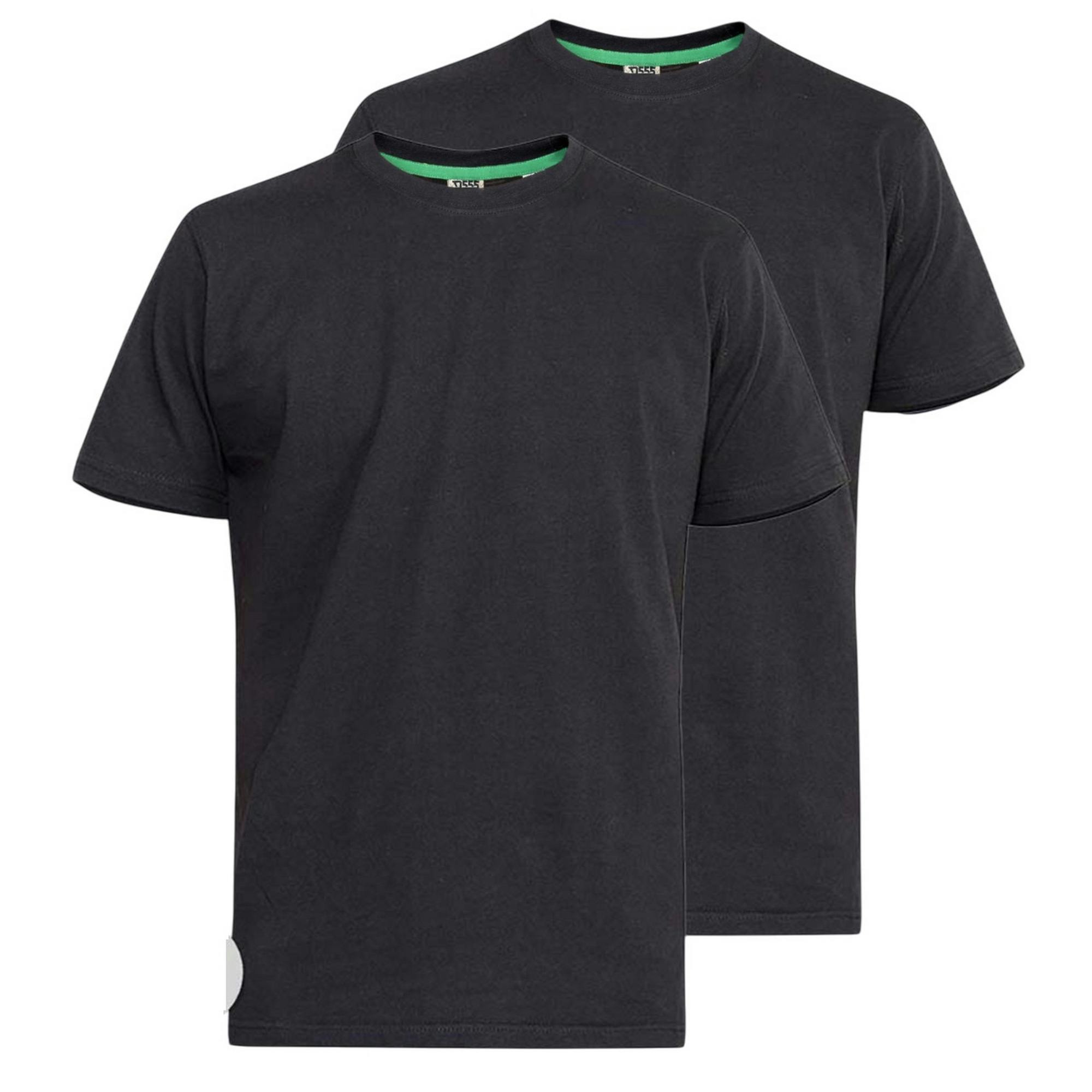 Duke Men's Black D555 Fenton Kingsize T-Shirt (Pack Of 2) - 4XL - 100% Cotton