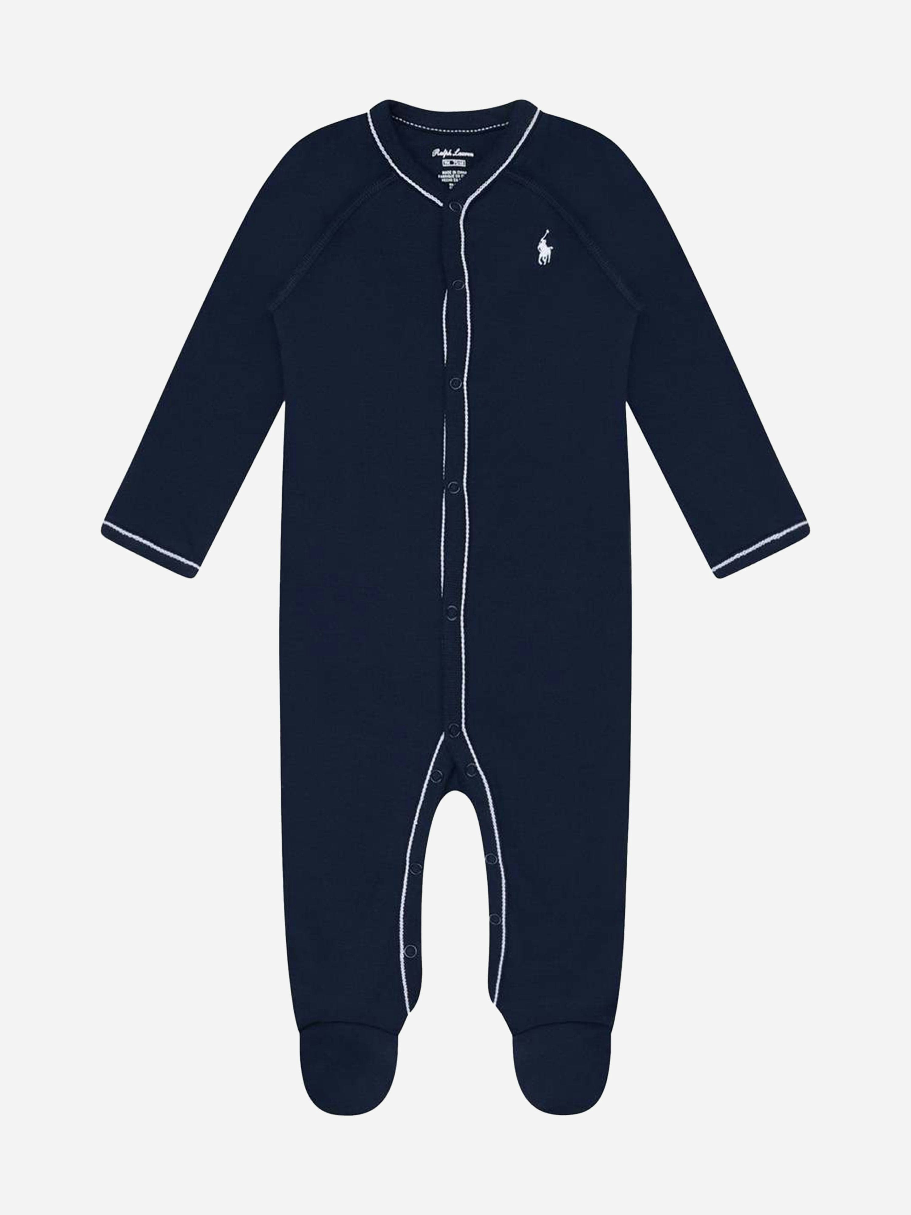 Ralph Lauren Kids Boys Blue Baby Logo Babygrow In Navy - Newborn