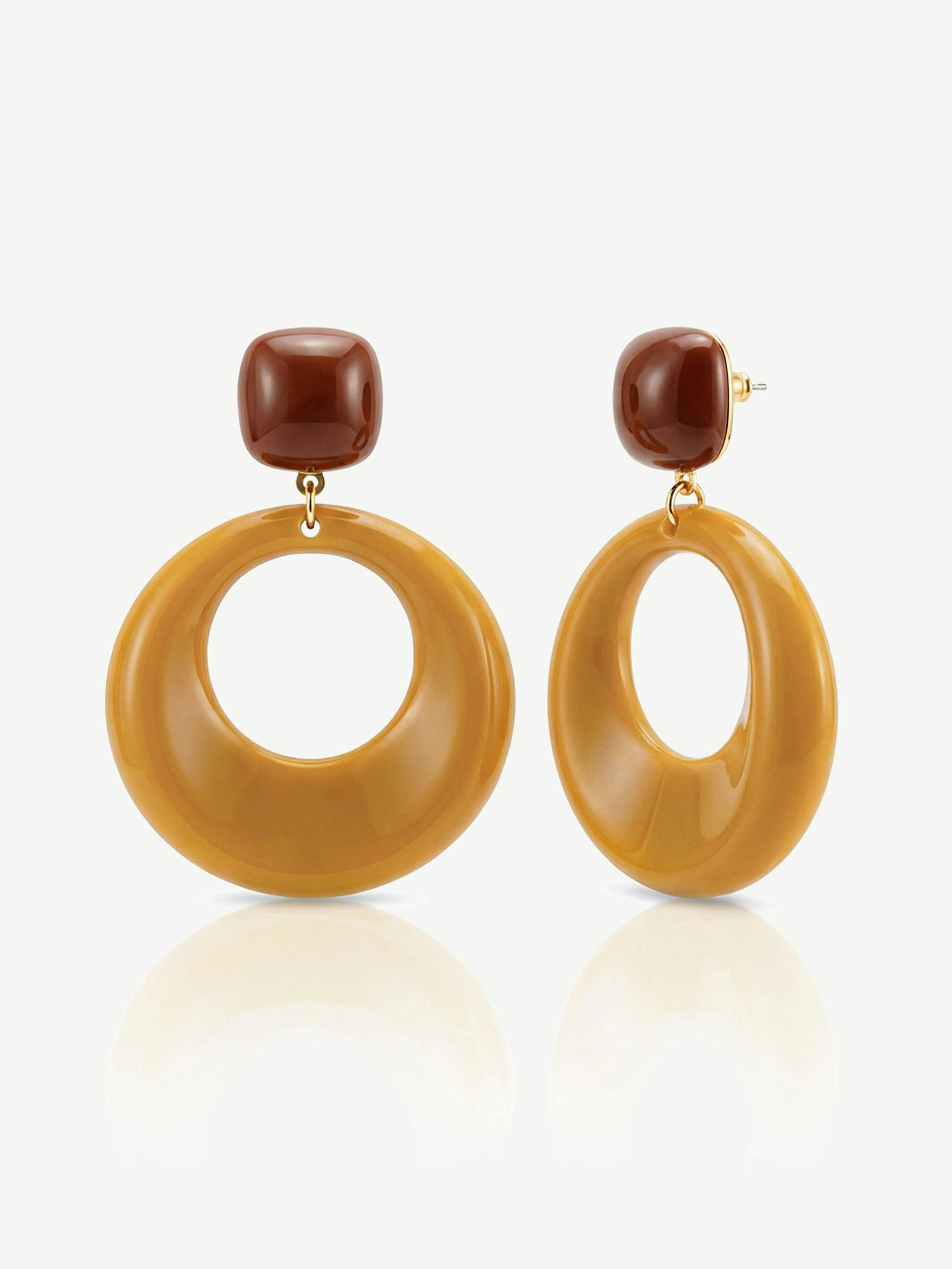 Muchv Brown Double Hoop Drop Earrings