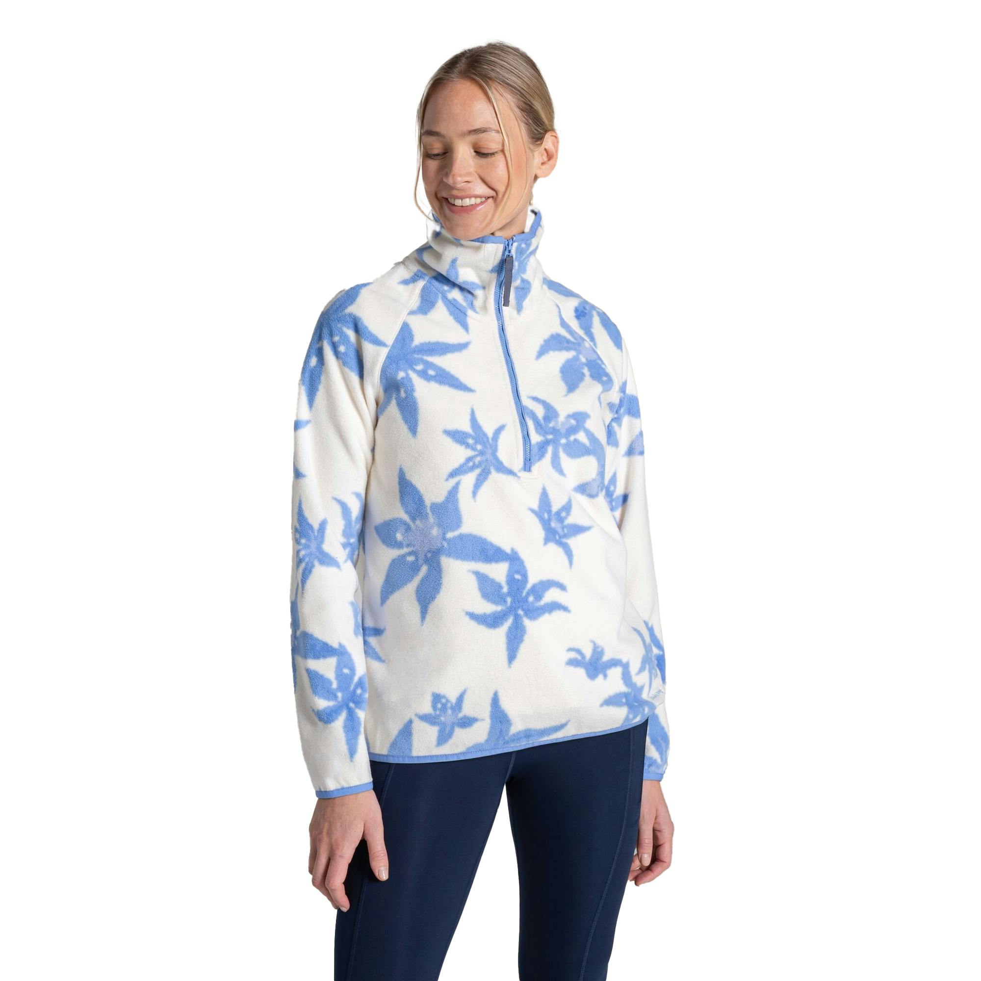 Craghoppers Women's Blue Reedmace National Trust Half Zip Fleece Top - Vinca - 8 Uk - Vinca - 100% Recycled Polyester