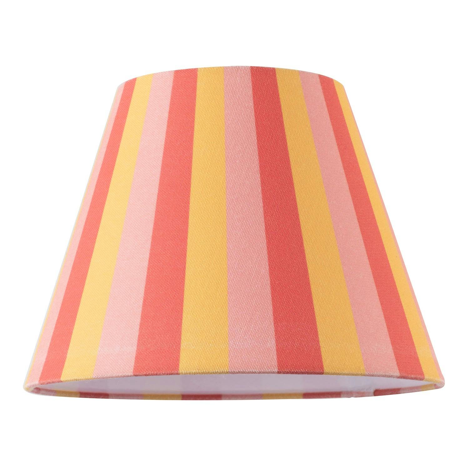 Rackhams Pink Multi Tone Striped Linen Coolie Lamp Shade With Cotton Inner