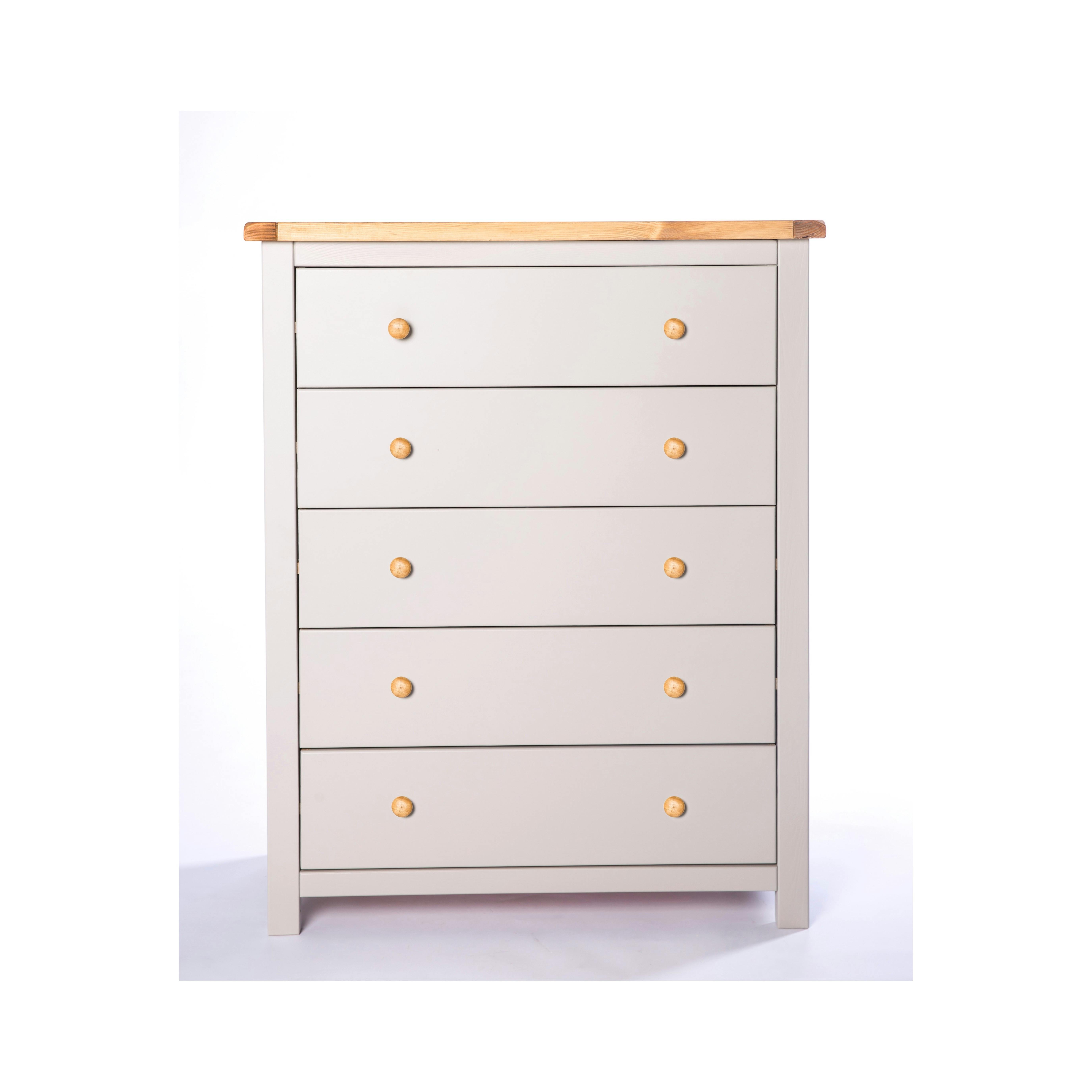 Cabinet Bits Light/Grey Argenta 5 Drawer Chest Of Drawers Wood Knob